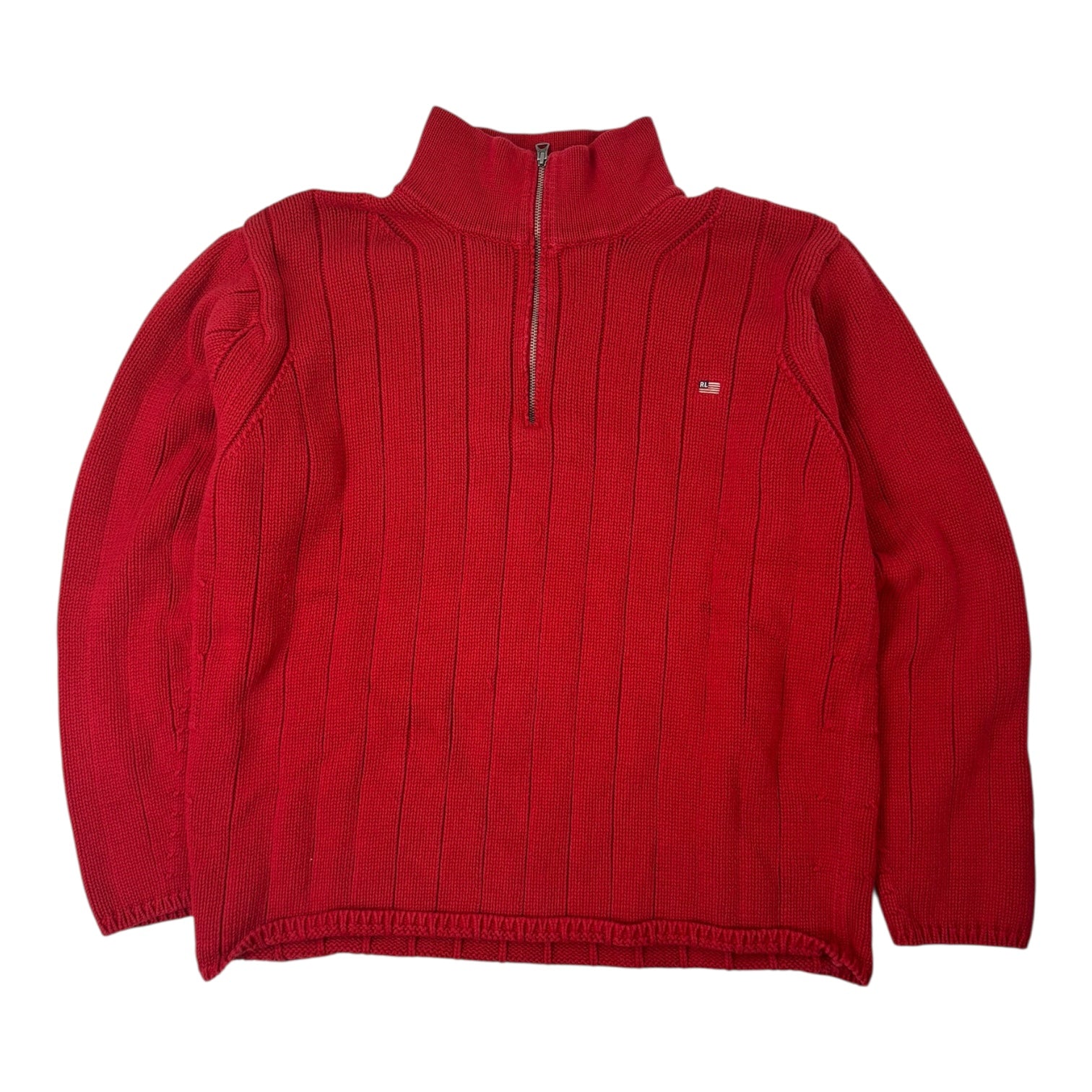Vintage Polo Jeans Ralph Lauren Quarter-Zip Sweater Red