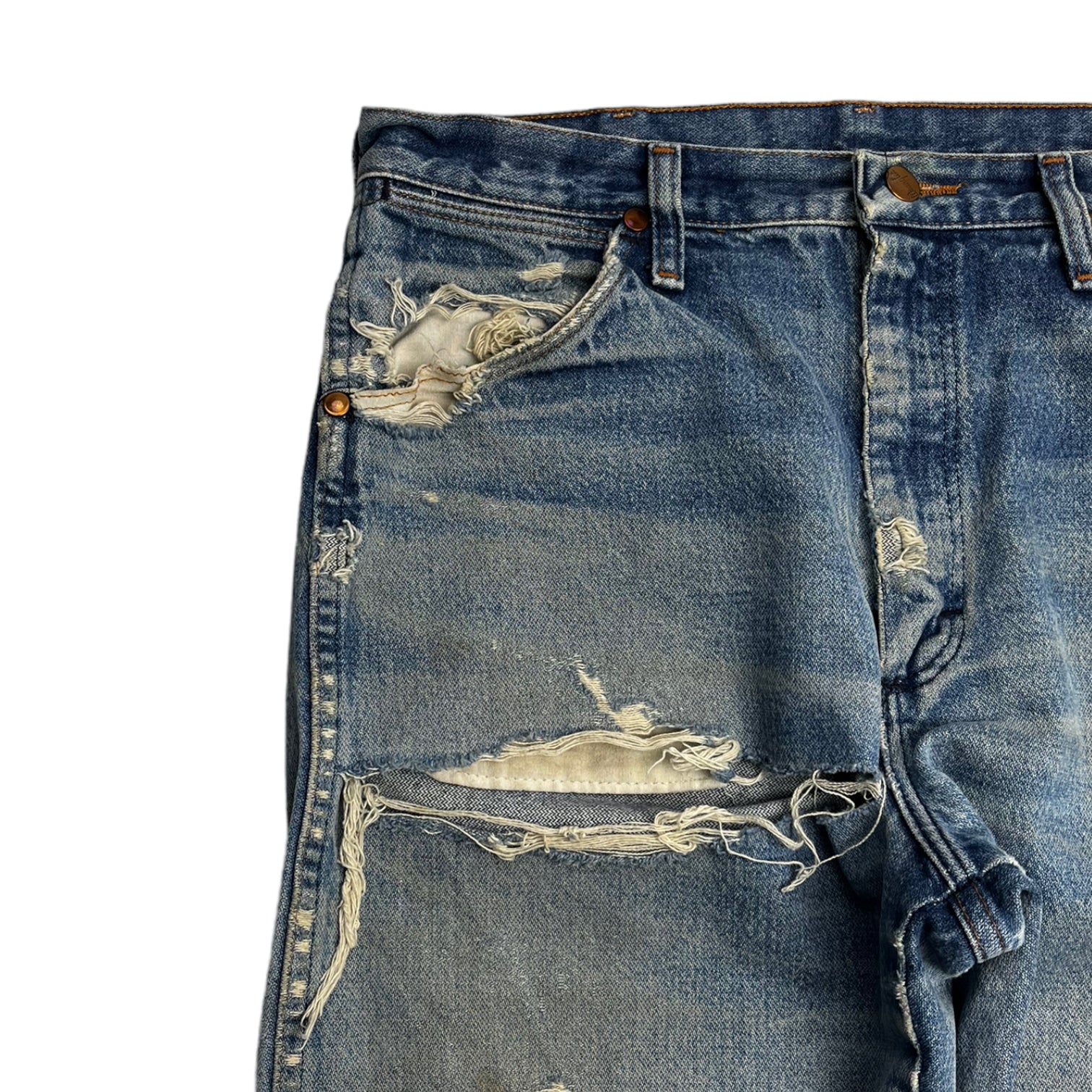 Vintage Distressed Wrangler Heavy Wash Denim Jeans