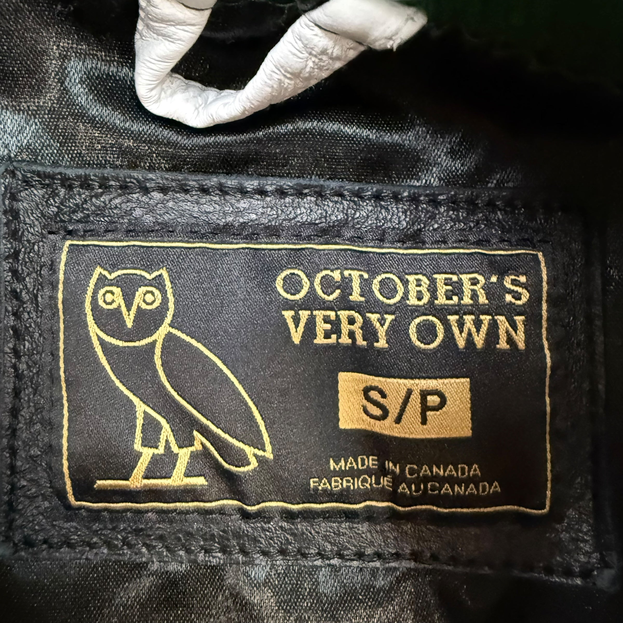 Octobers Very Own Letterman Leather Jacket Green/White