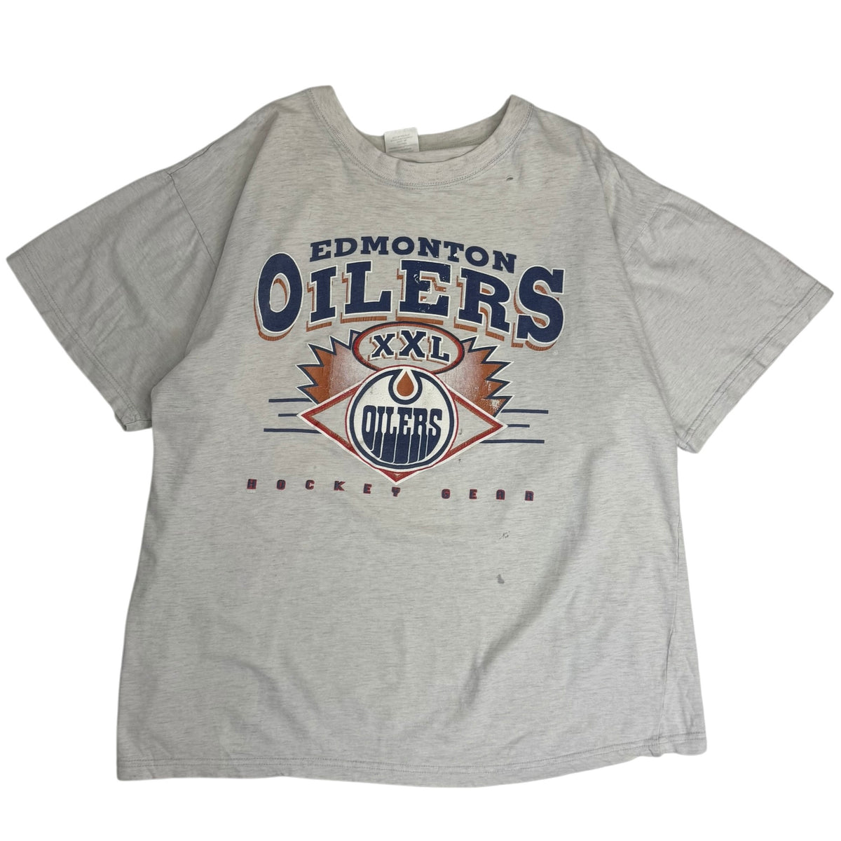 Vintage 90s Edmonton Oilers Hockey Gear Tee Grey