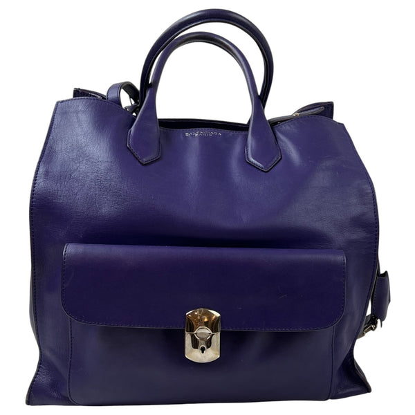 Balenciaga Padlock All Afternoon Tote Bag Purple Leather