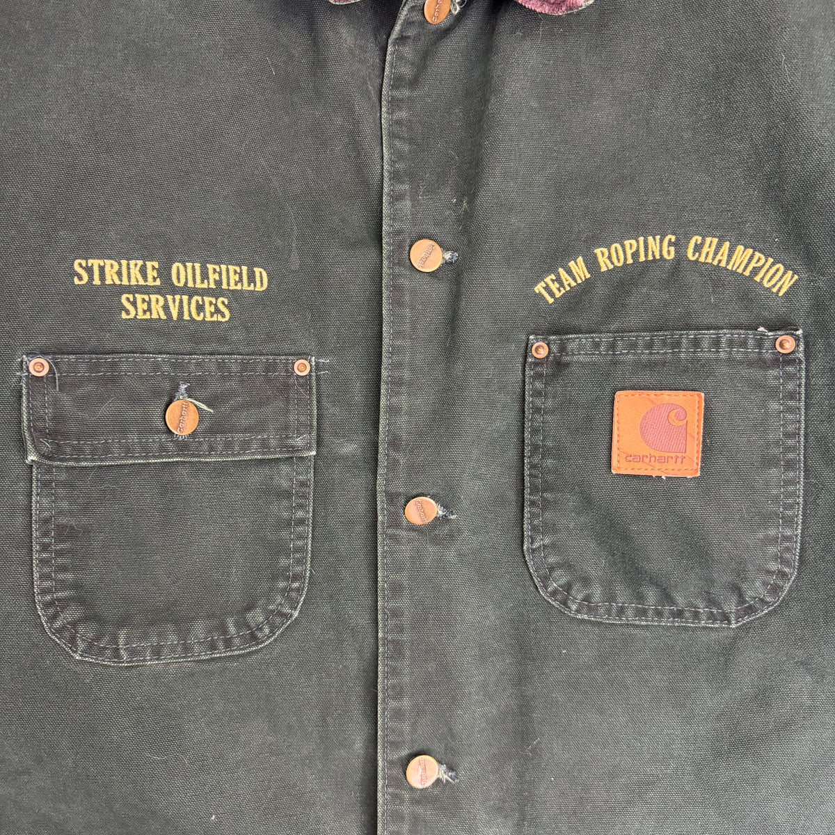 Vintage Carhartt Chore Embroidered Blanket Lined Jacket Green