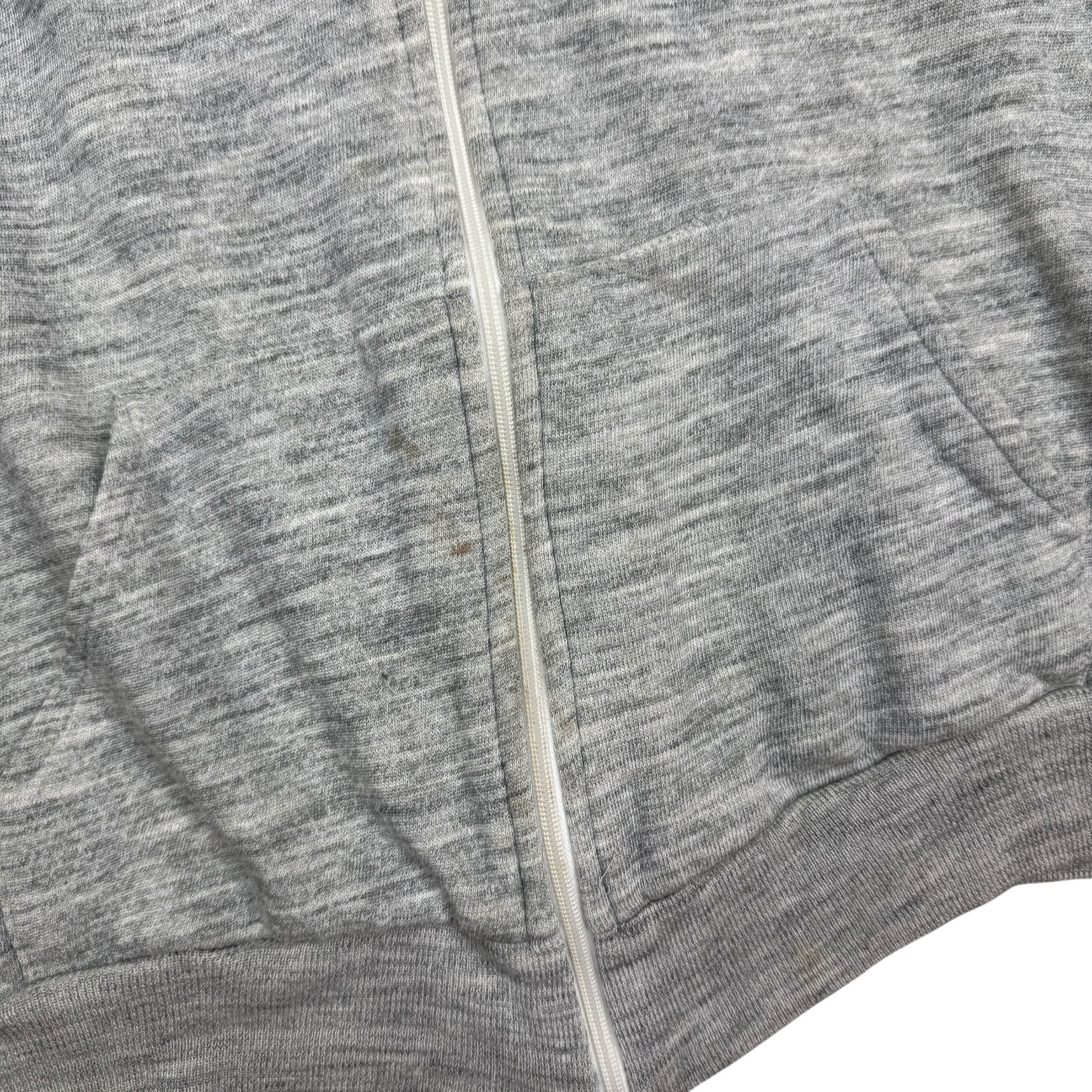 1980's "Keep on Trucking" Two Tone Zip Up Hoodie Heather Grey/Red