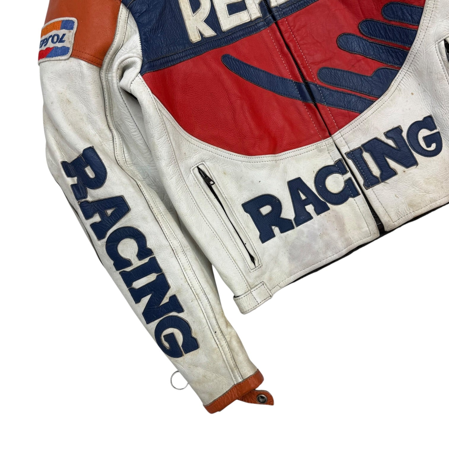 Vintage Repsol Leather Racing Jacket Orange/White