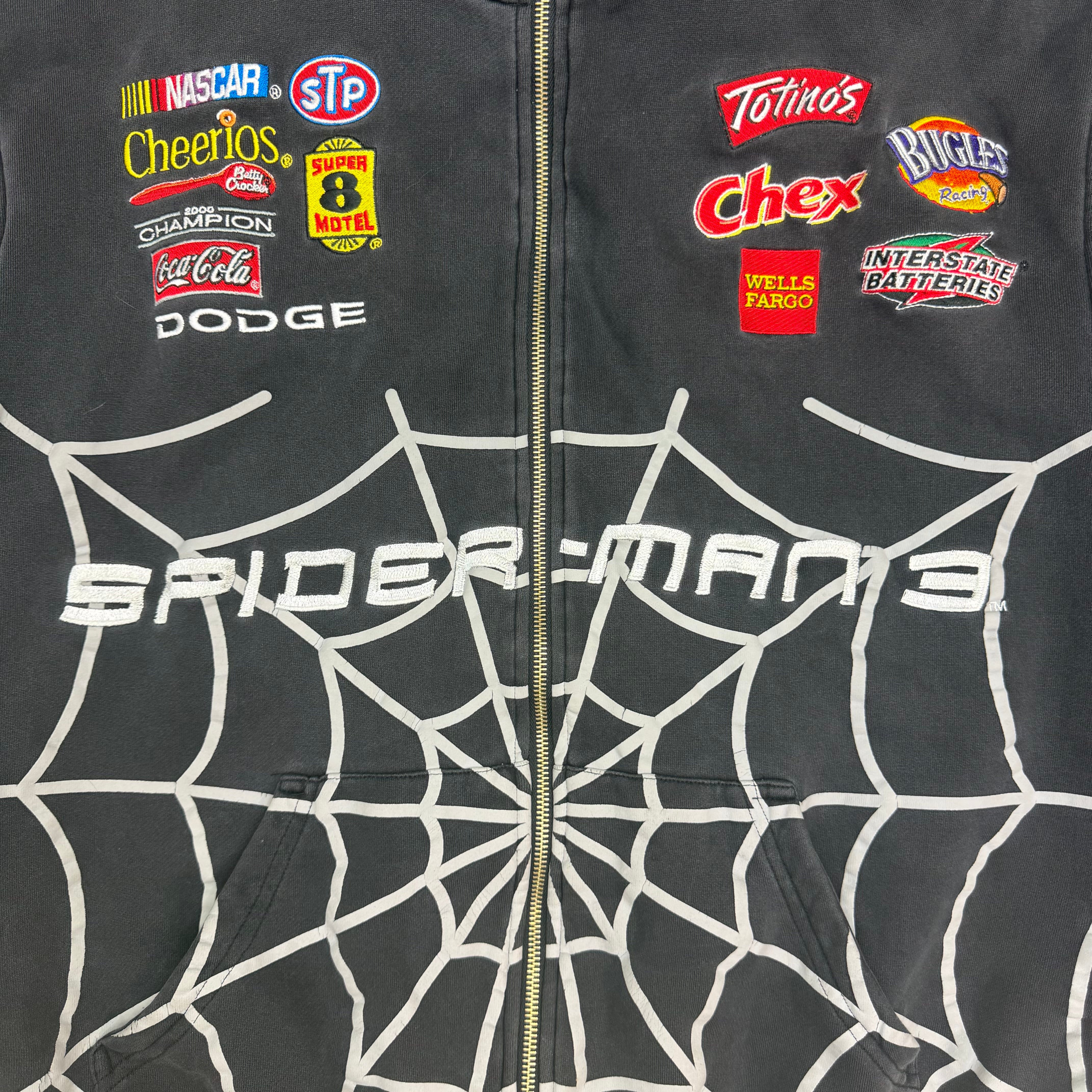 Vintage Spider-Man 3 Jeff Hamilton Full Zip NASCAR Racing Jacket Black