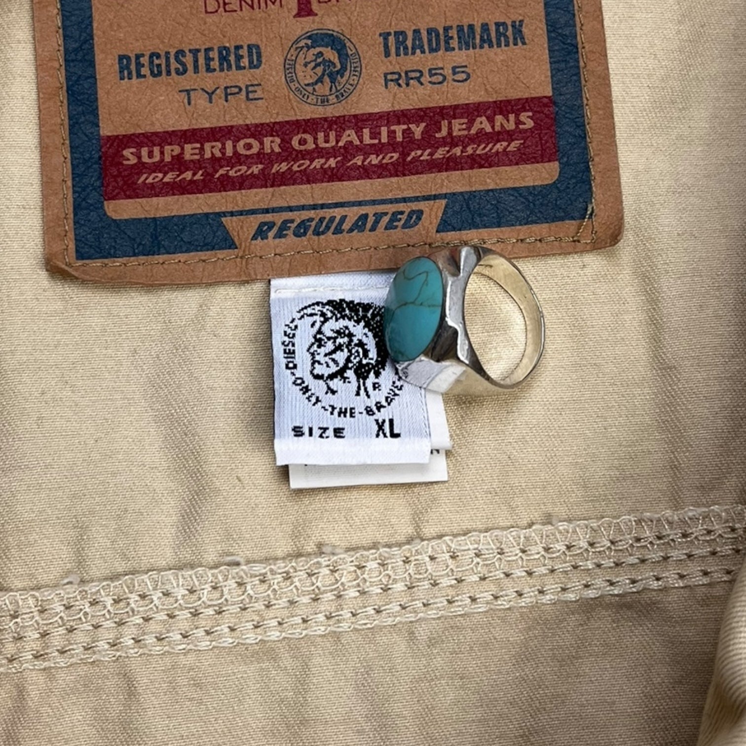 Vintage Y2K Diesel Trucker Jacket Tan