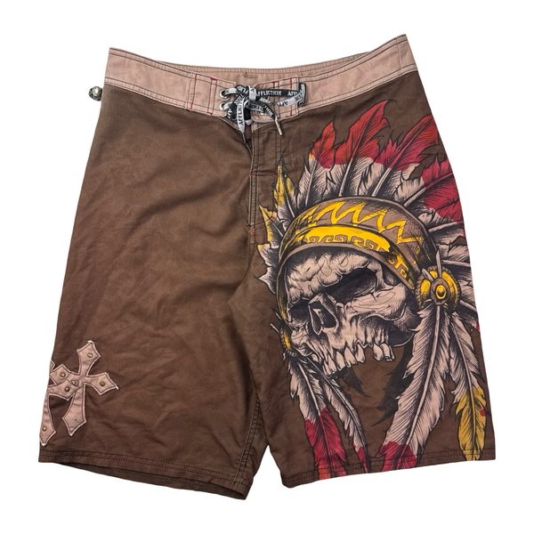Vintage Y2K Affliction Cross Patched Surf Bottoms