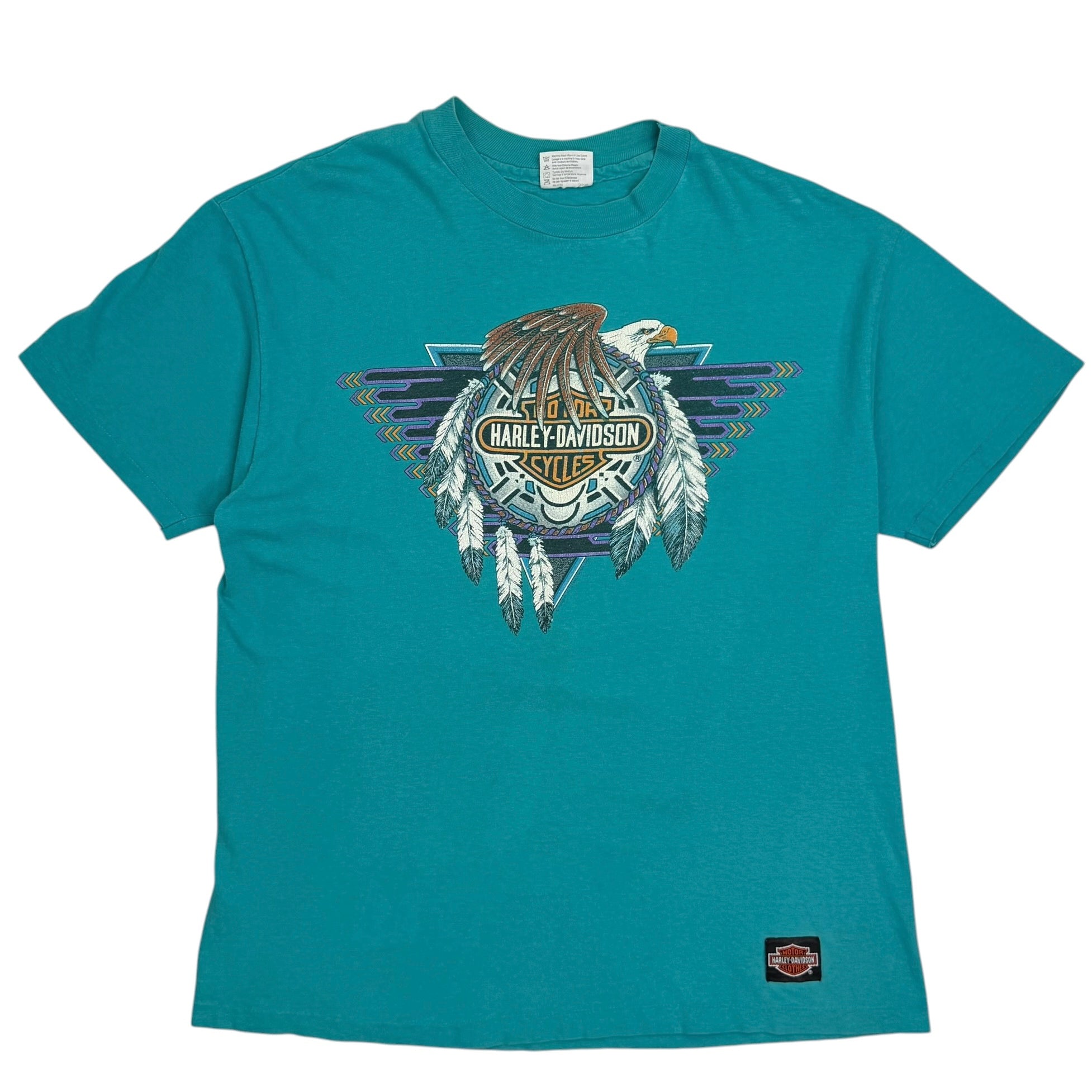Vintage Harley Davidson Southside Indianapolis Sales & Services Tee Teal