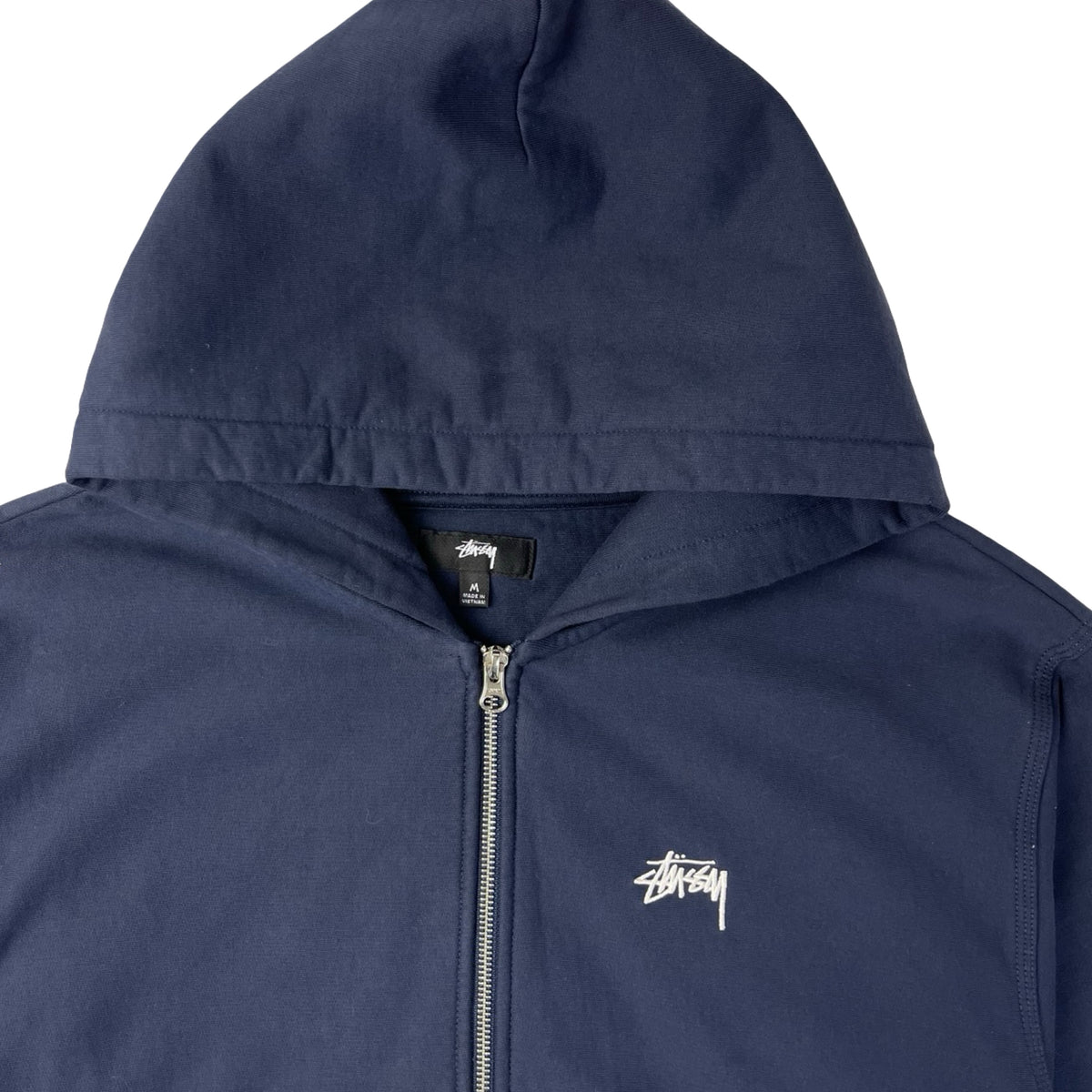 Stussy Stock Logo Zip Up Hoodie Navy