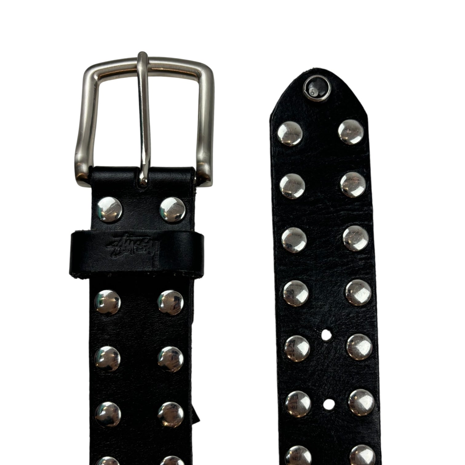Stussy 8 Ball Studded Leather Belt Black