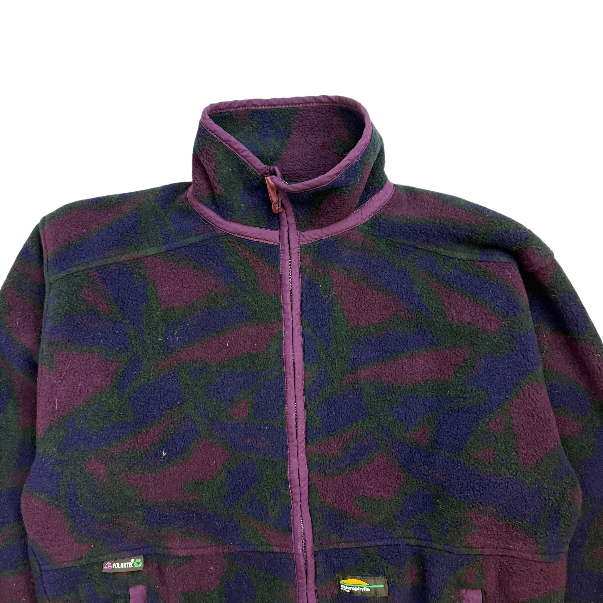 Vintage Chlorophylle Polartec Fleece Button Up Jacket Green/Purple