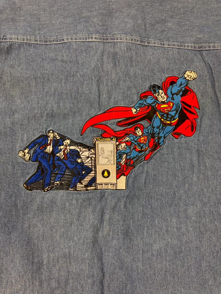 Vintage Superman Denim Button Up Shirt