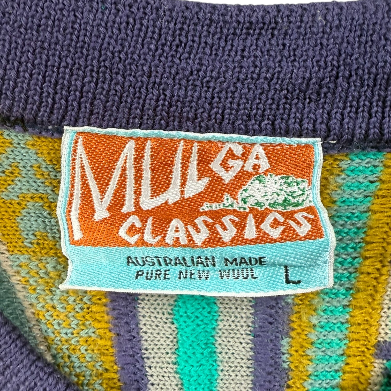 Vintage Mulga Classics Knit Cardigan Green/Purple