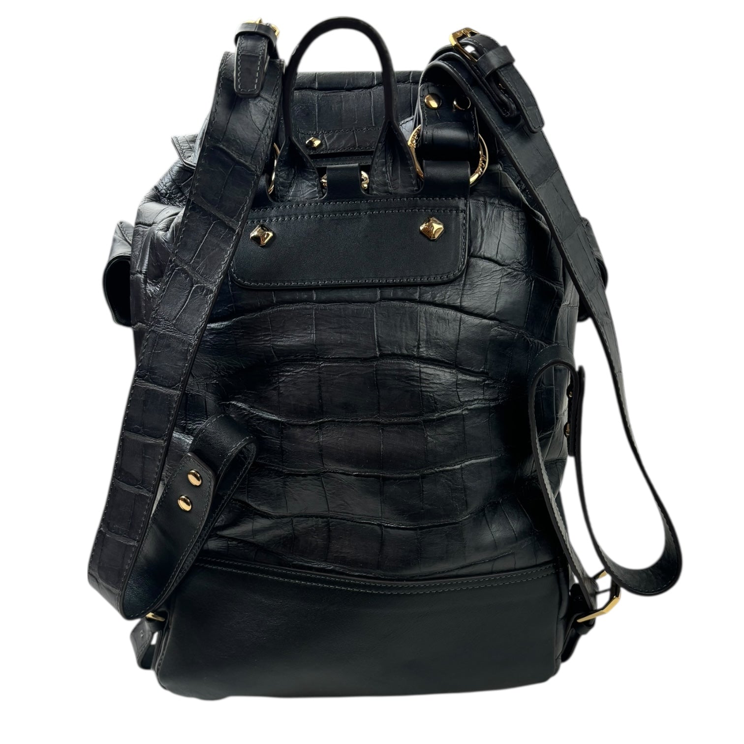 MCM Capella Alligator Embossed Leather Backpack Black