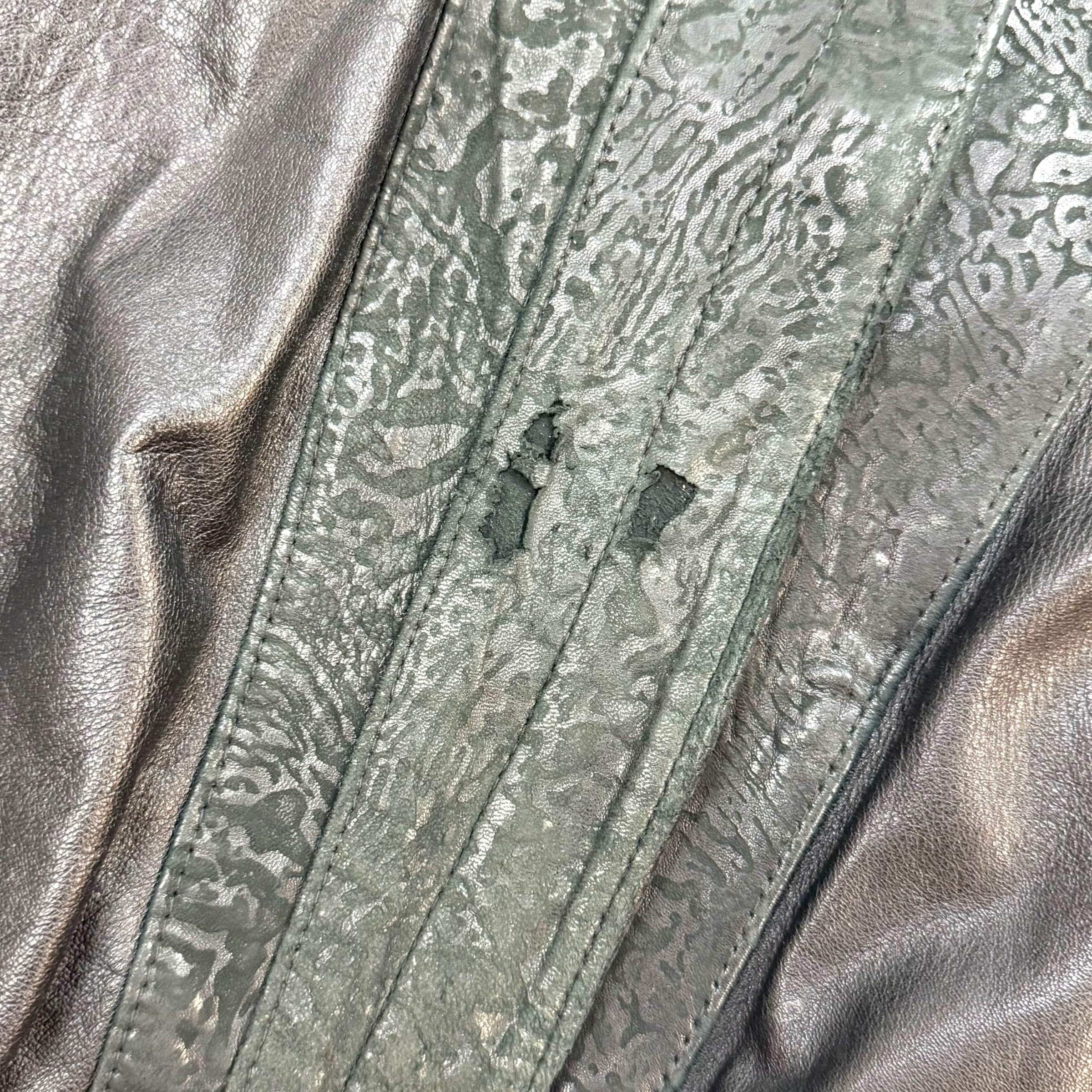 Vintage Animal Print Leather Jacket Black