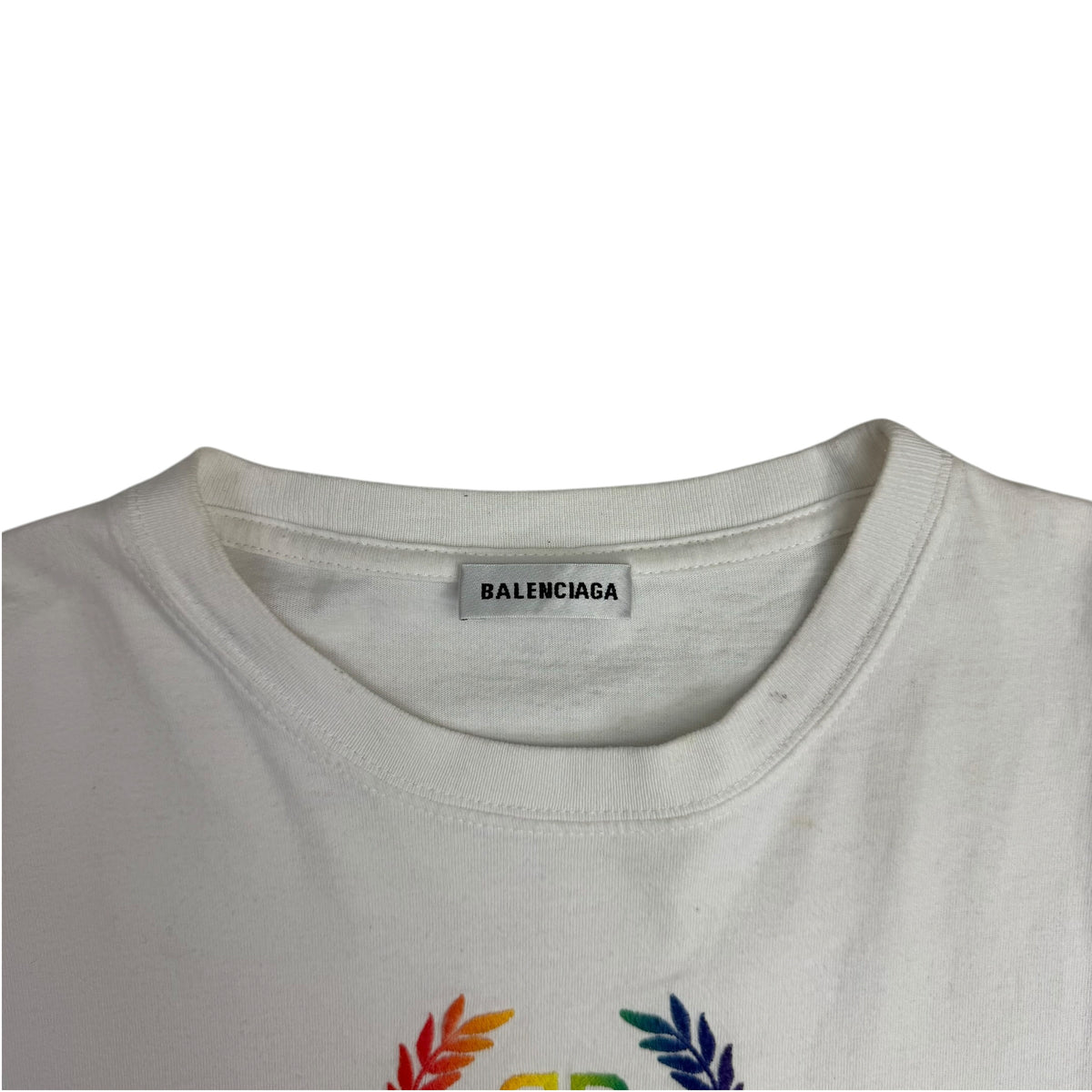 Balenciaga Rainbow Laurel Wreath Tee White