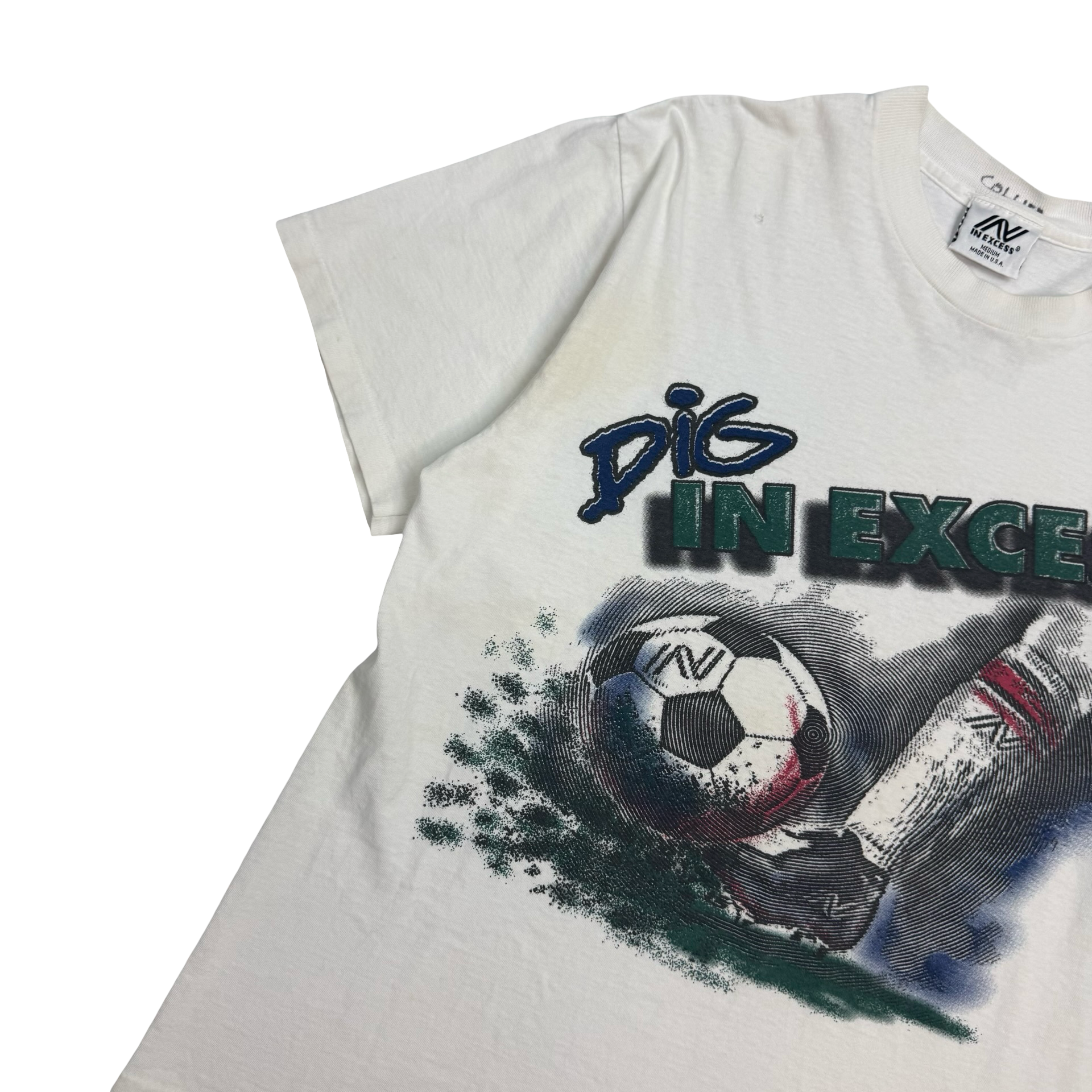Vintage In Excess ‘Dig In Excess’ Soccer Tee White