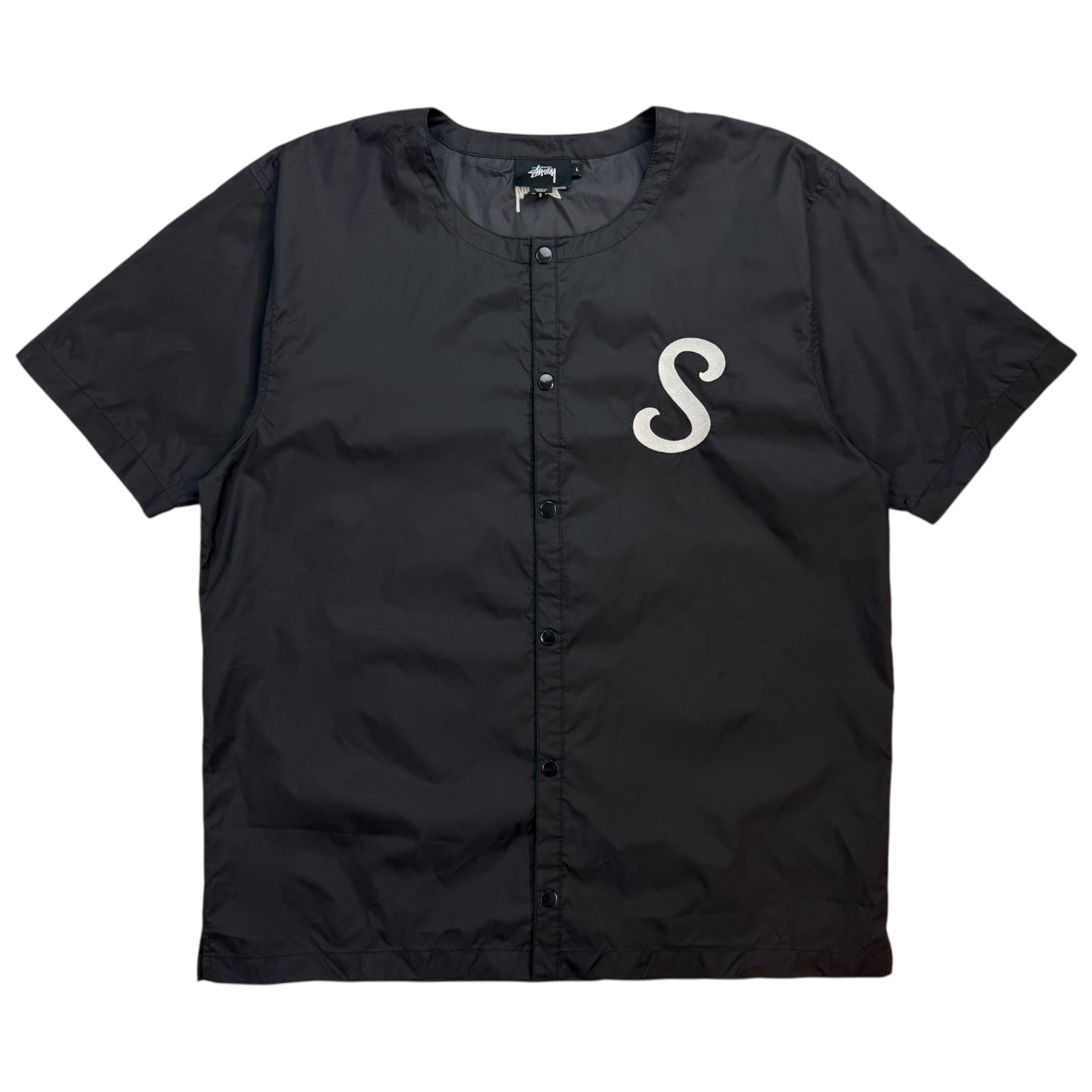 Stussy Nylon Baseball Button Up Shirt Black