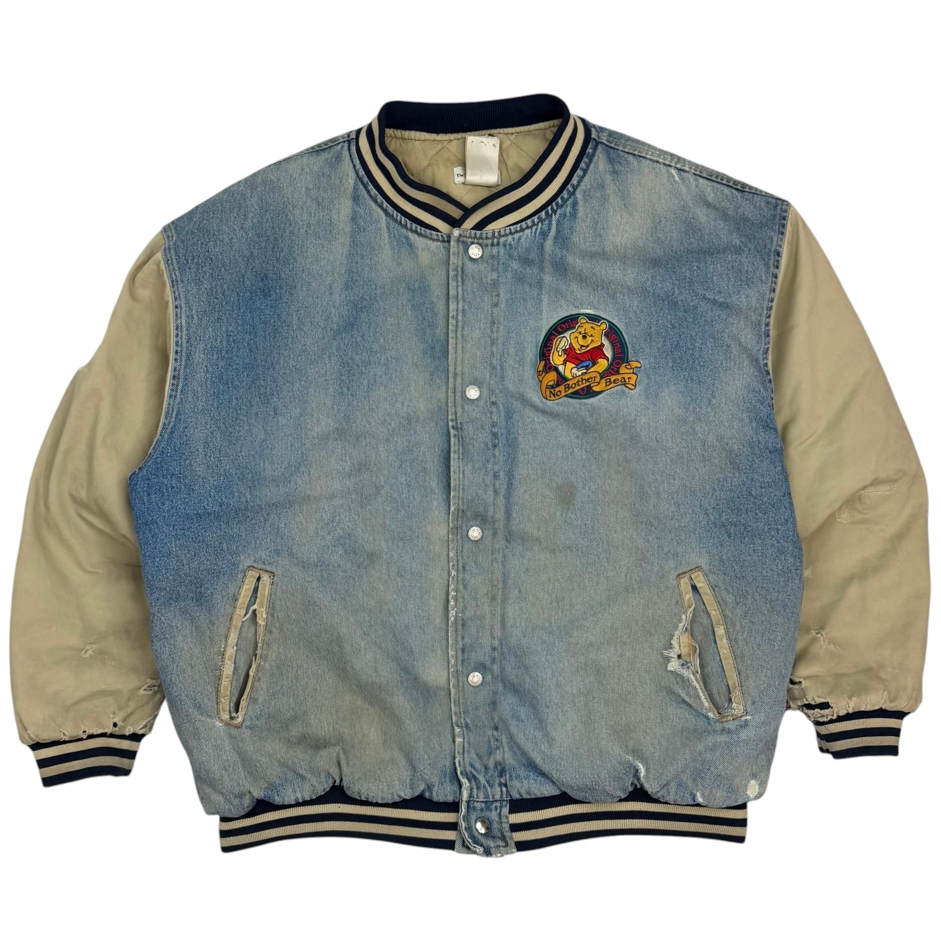 Vintage Disney Winnie The Pooh Denim Varsity Jacket Blue