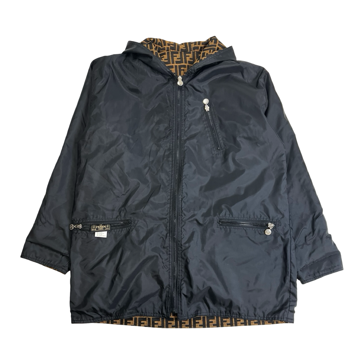 Vintage Fendi Zucca Monogram Reversible Hooded Jacket