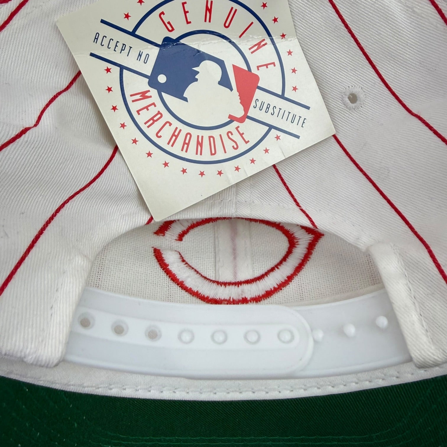 Vintage Cincinnati Reds Pin Stripe SnapBack Hat White/Red