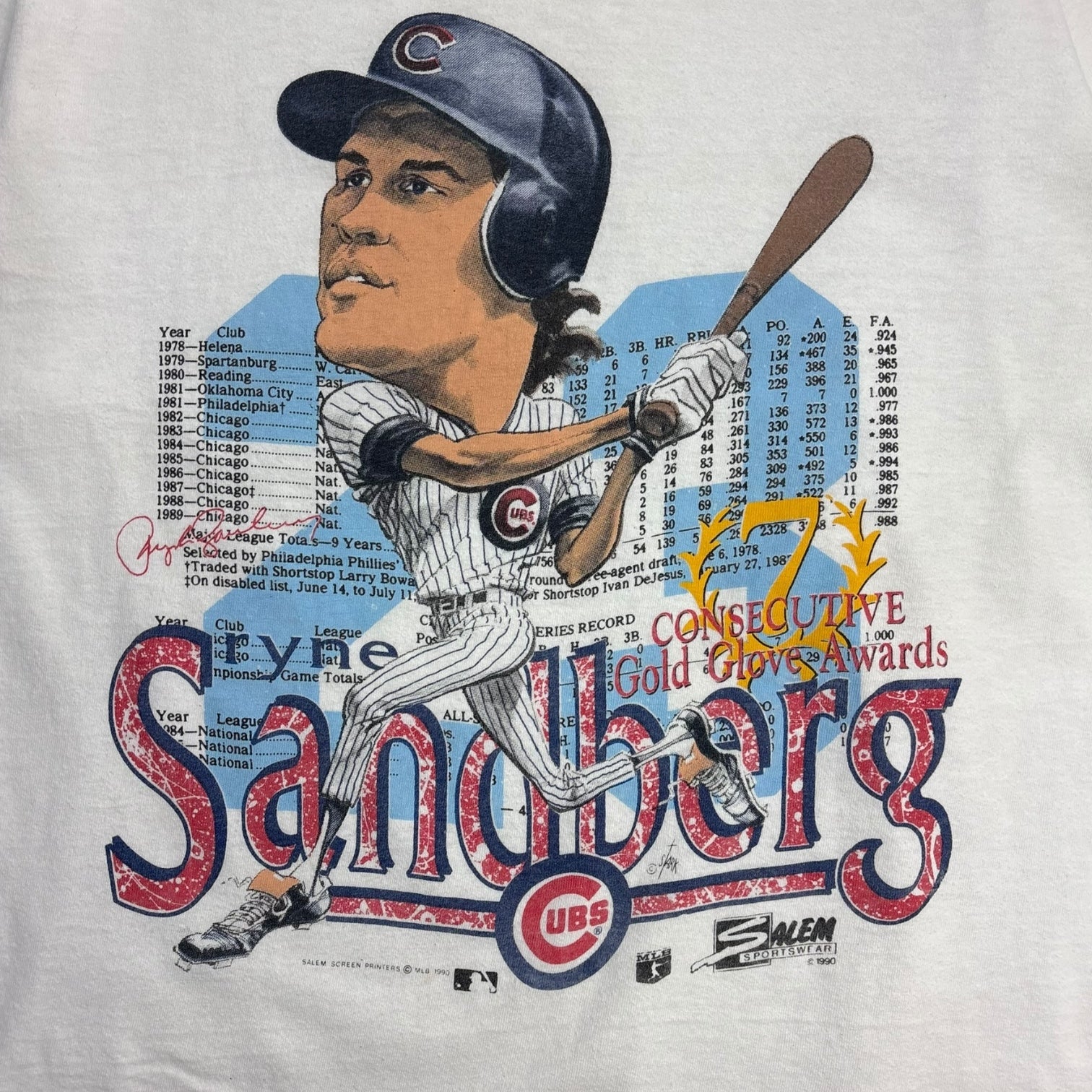 Vintage Salem Sportswear Chicago Cubs Ryne Sandberg Big Head T-Shirt