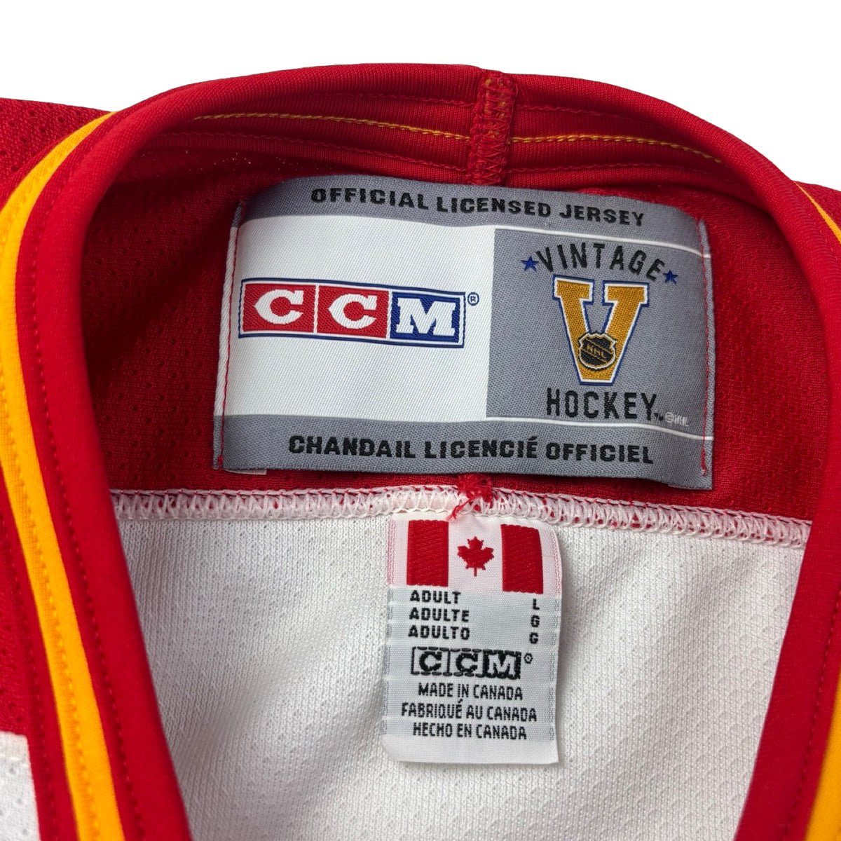 Vintage CCM Calgary Flames 89’ Stanley Cup Patched NHL Home Jersey