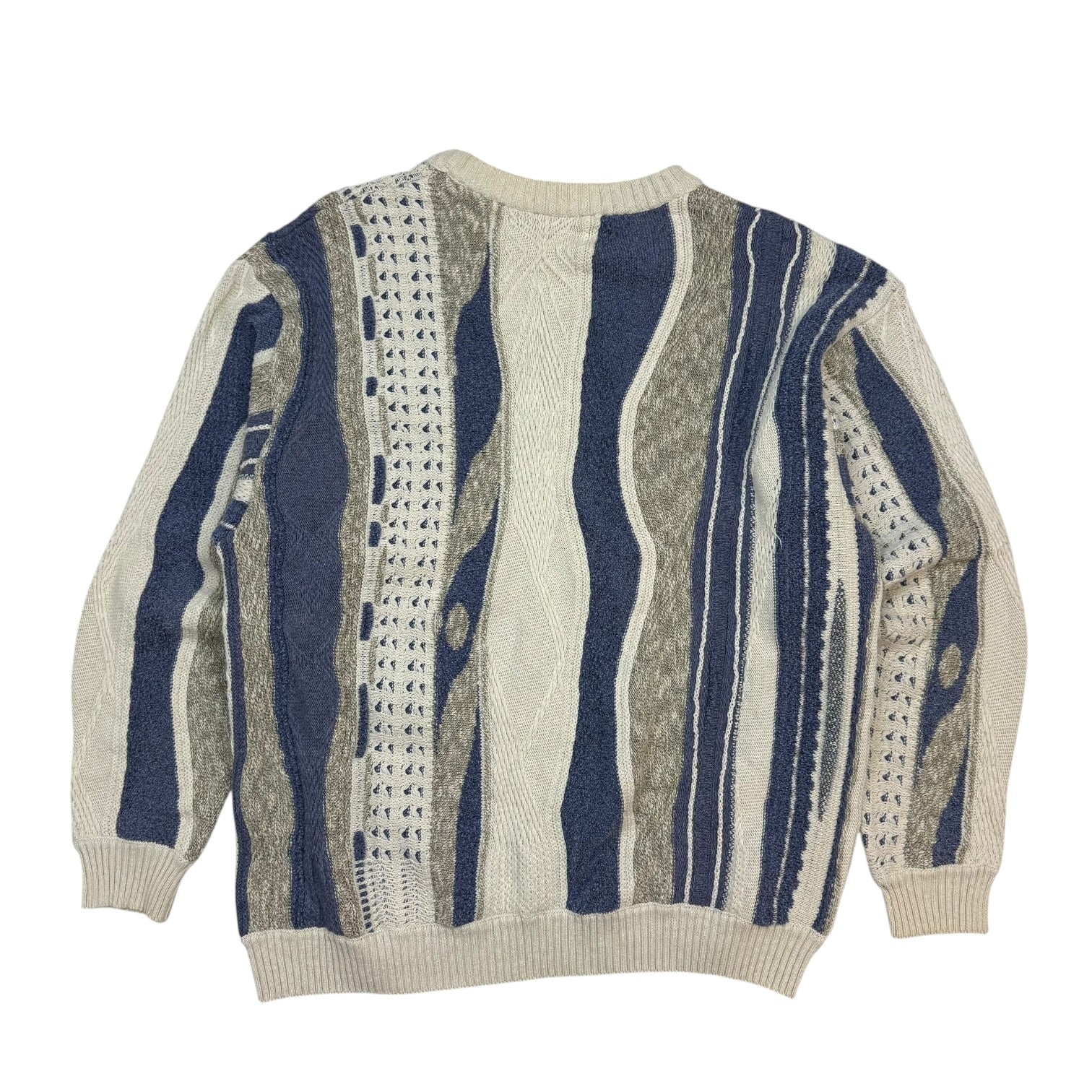 Vintage Jacques S Cable Knit Sweater White/Blue