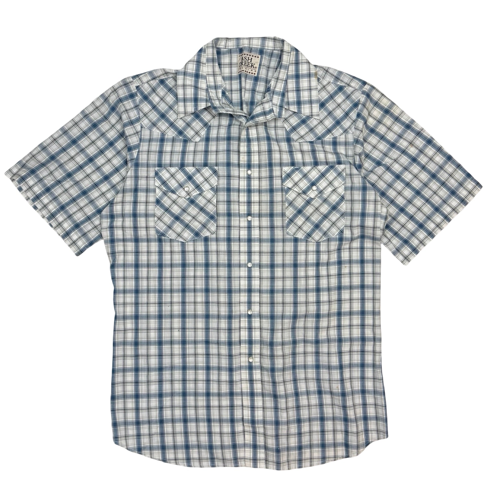 Vintage Ash Creek Short Sleeve Snap Button Up Blue/White
