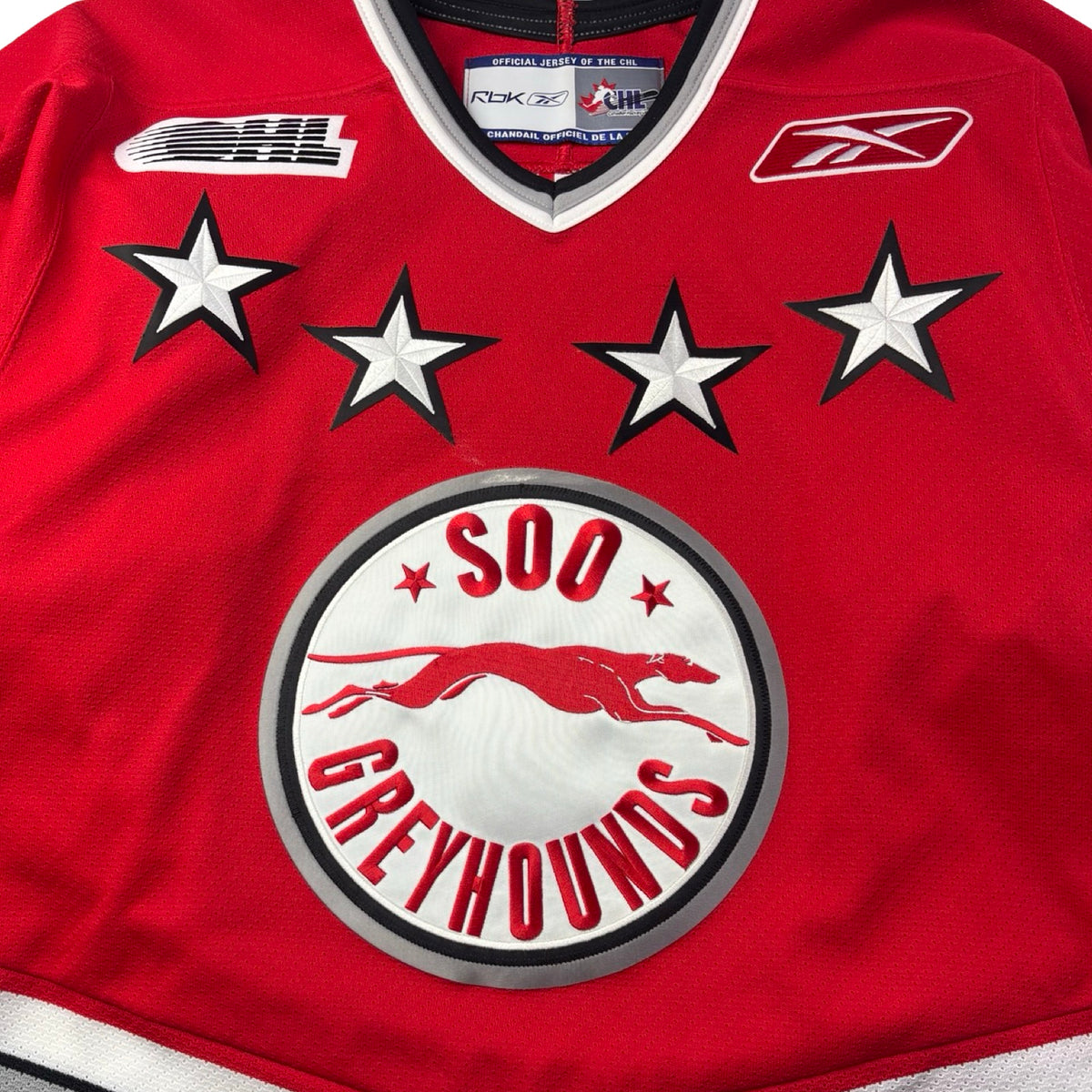 Vintage Reebok Sault Ste. Marie Greyhounds Ontario OHL Alternate Jersey Red/Black