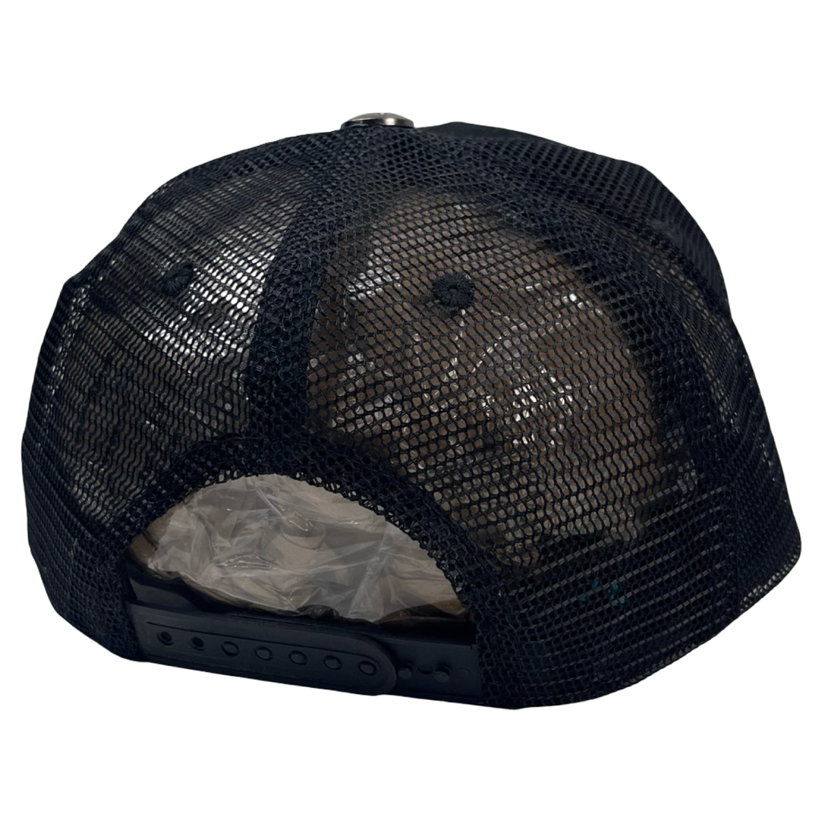 Vintage Y2K Affliction Embroidered Skull Trucker Hat Black