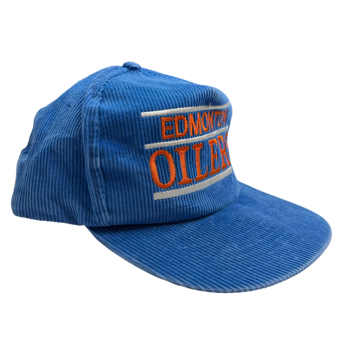 Vintage Edmonton Oilers Corduroy Snapback Hat Blue