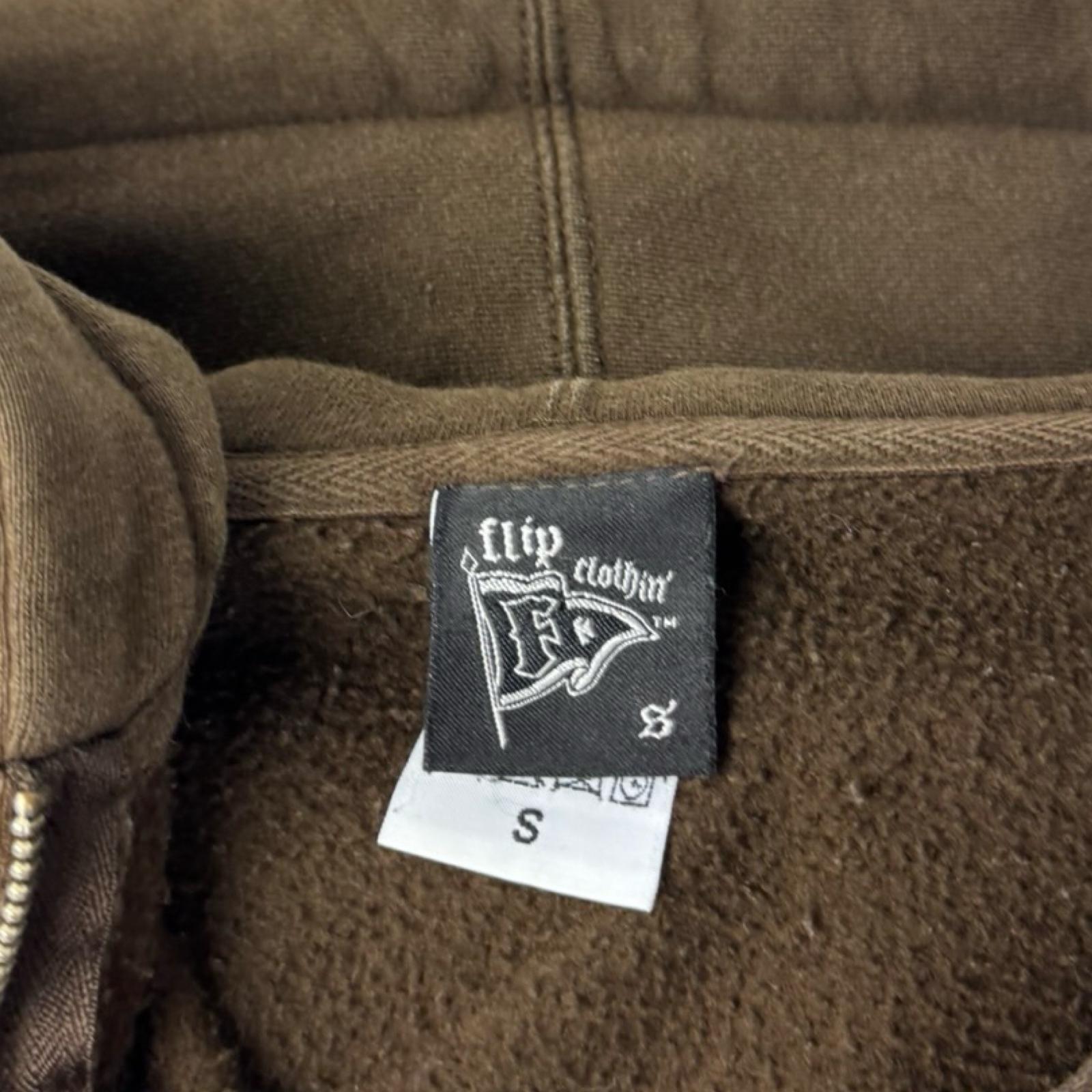 Vintage Flip Skateboards Zip Up Hoodie Brown
