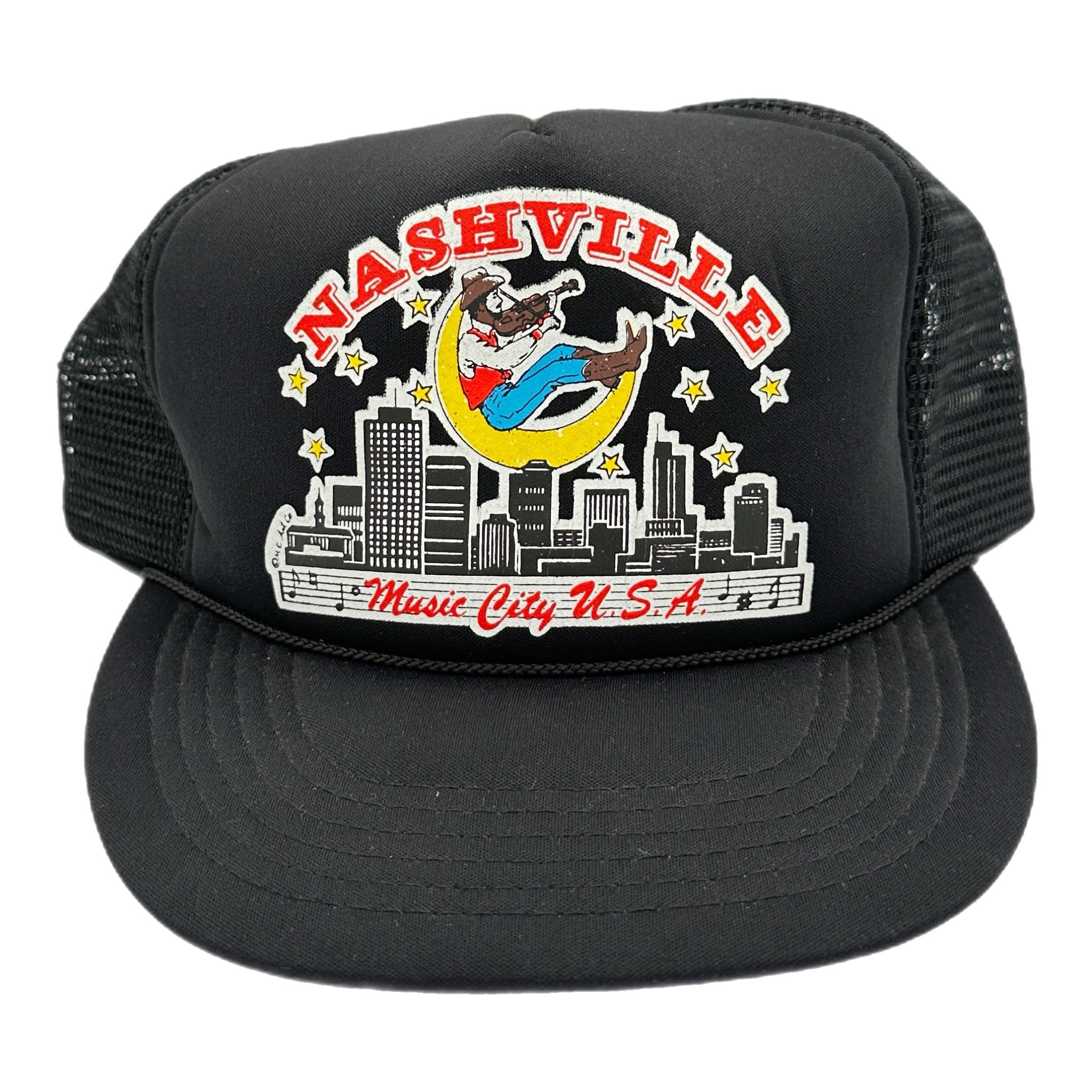 Vintage Nashville Music City USA Trucker Hat Black