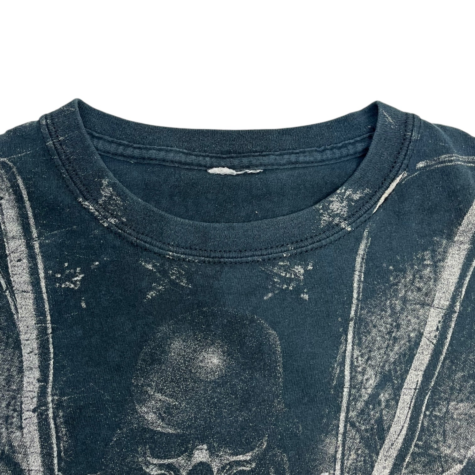 Y2K Miami Ink Skeleton Big Print Biker T-Shirt