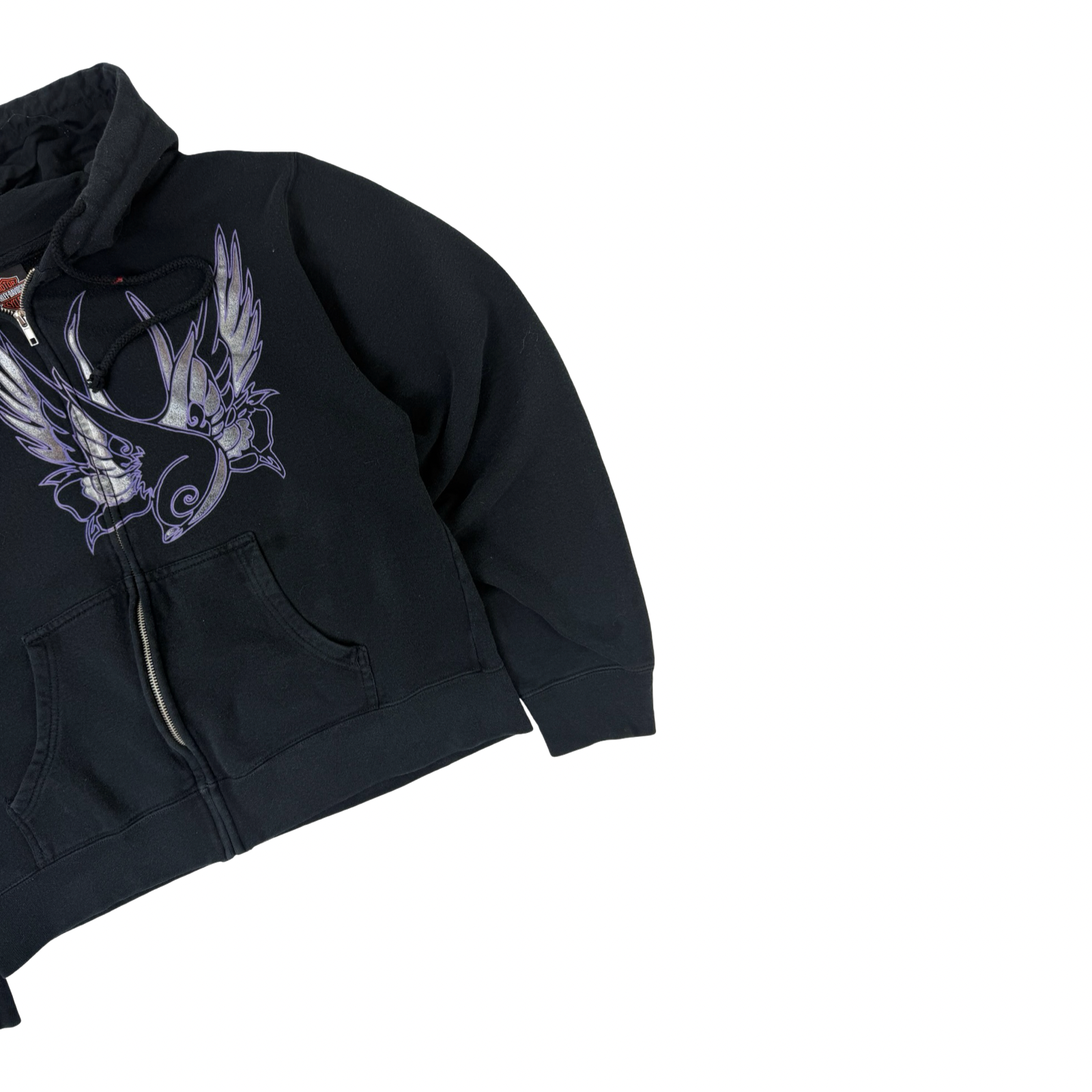 (W) Vintage Harley-Davidson Wing Zip Hoodie Black