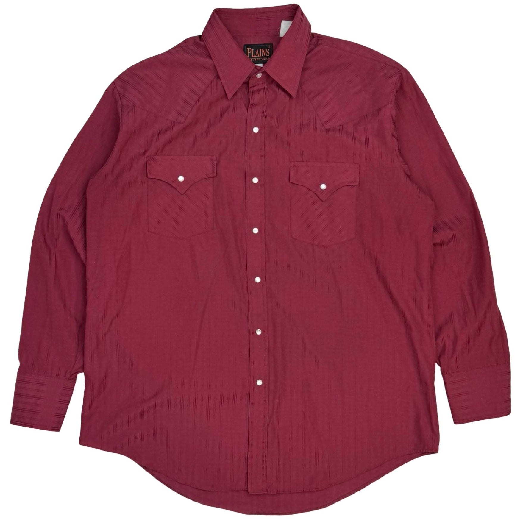 Vintage Plains Western Wear Snap Button Up Shirt Burgundy