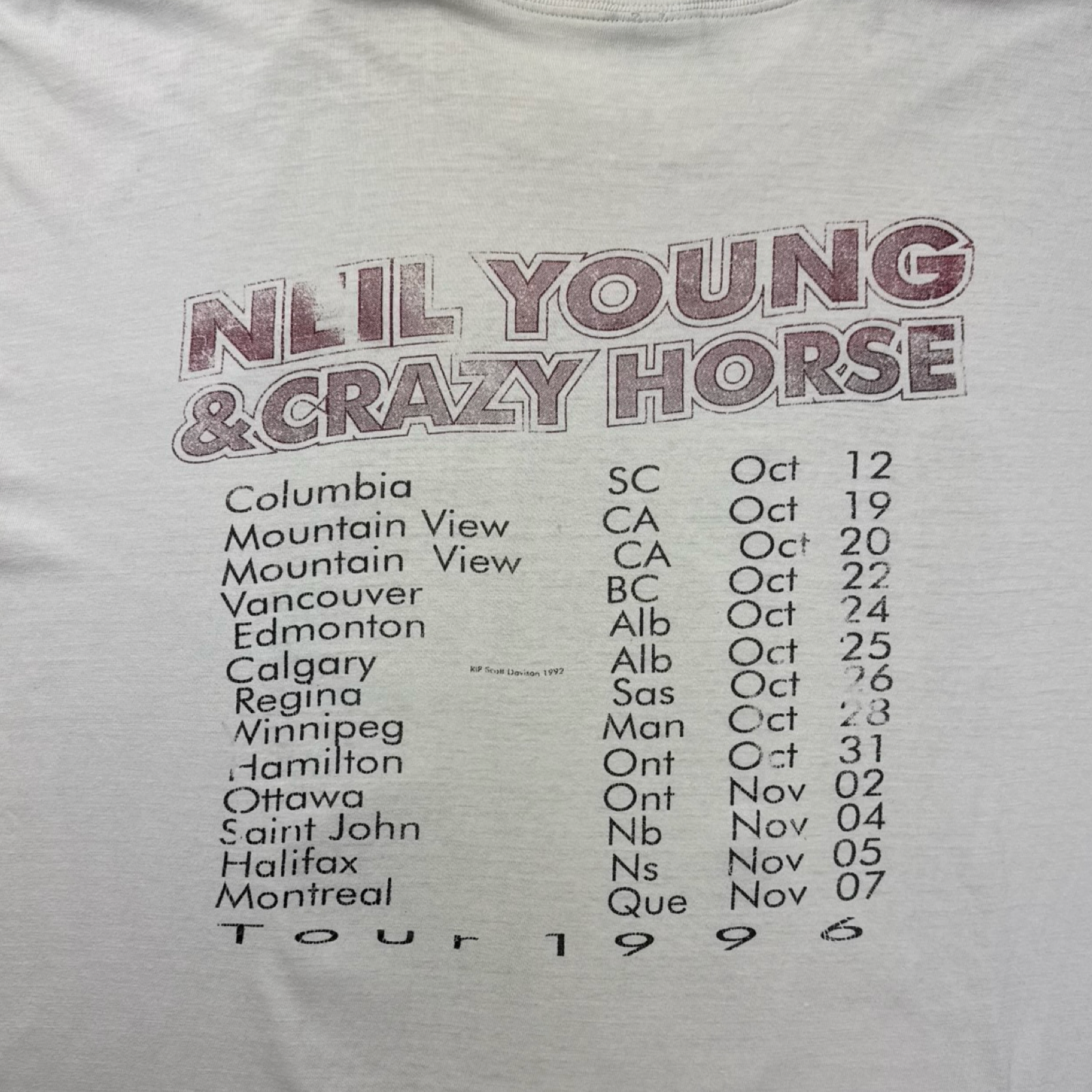 1996 Neil Young & Crazy Horse Folk Rock Band T-Shirt