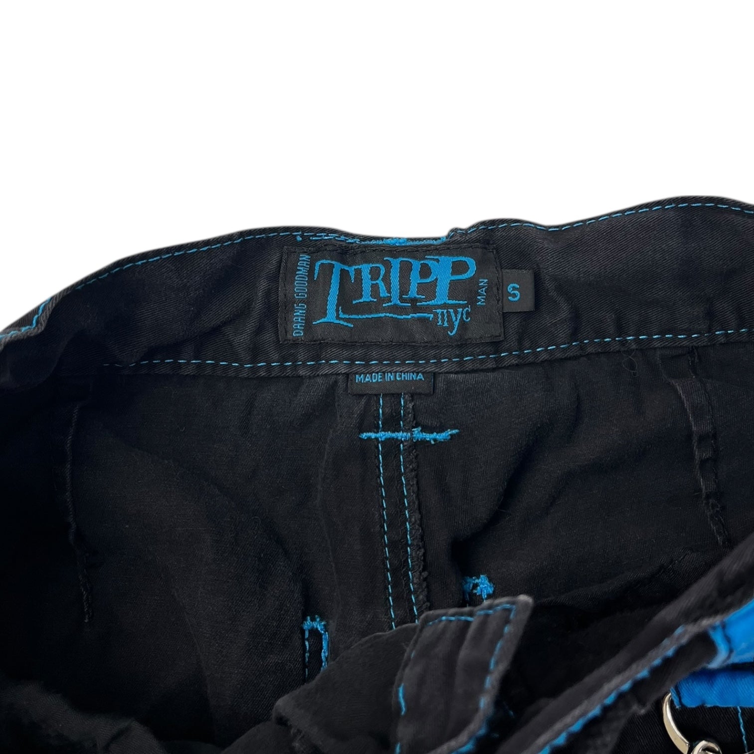 Vintage Y2K Tripp NYC Goth Rave Skull Baggy Pant Black/Blue