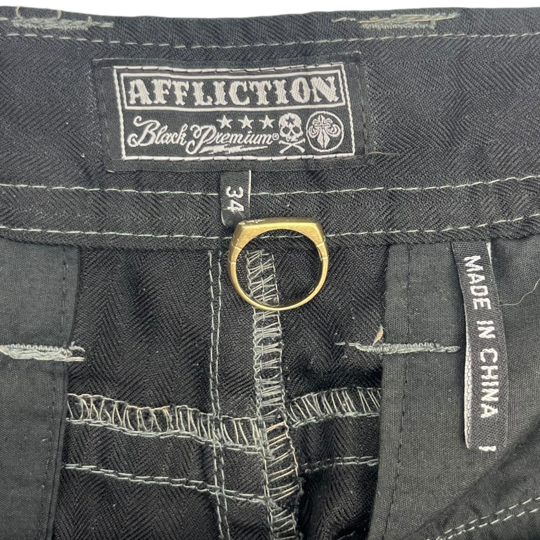 Affliction Contrast Stitch Cargo Shorts Black