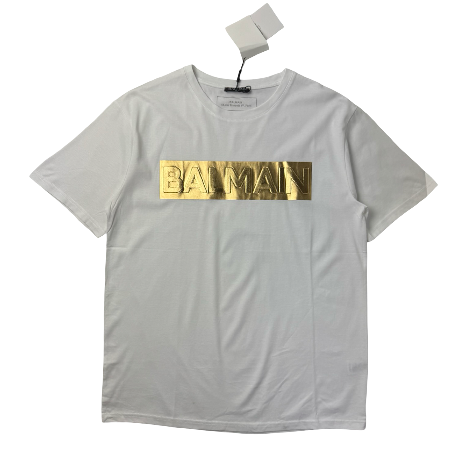 Balmain Paris Logo T-Shirt White/Gold