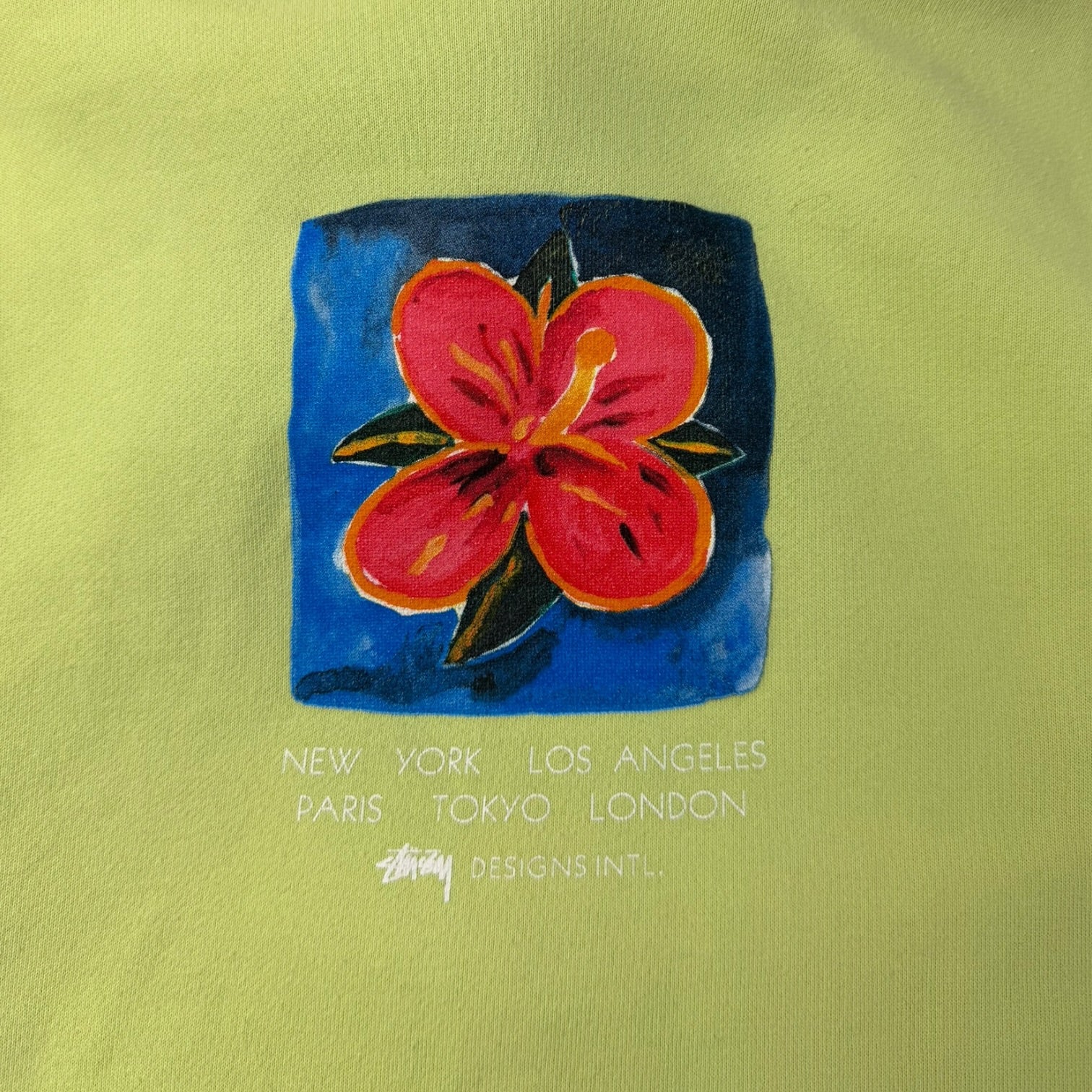 Stussy Hibiscus Pullover Hoodie Lime