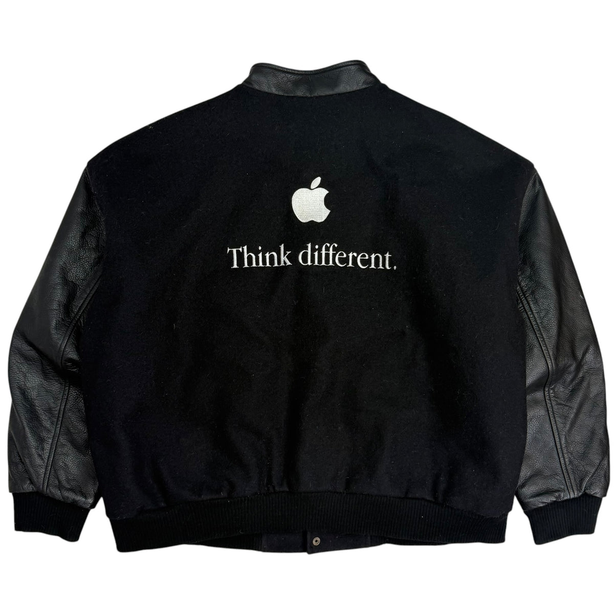 Vintage Apple “Think Different” Leather Sleeve Varsity Jacket Black