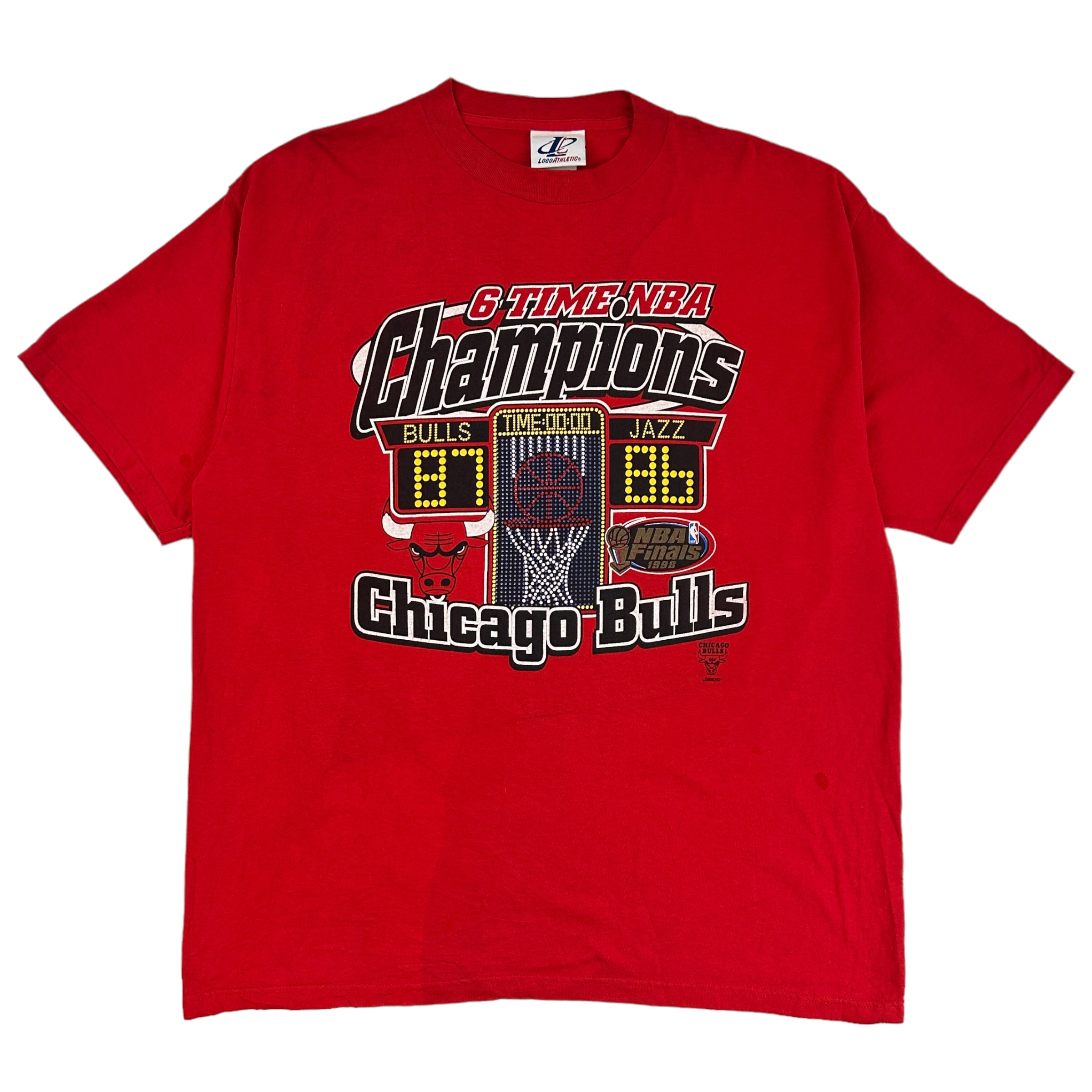 1998 Chicago Bulls 6 Time Champions Tee Red