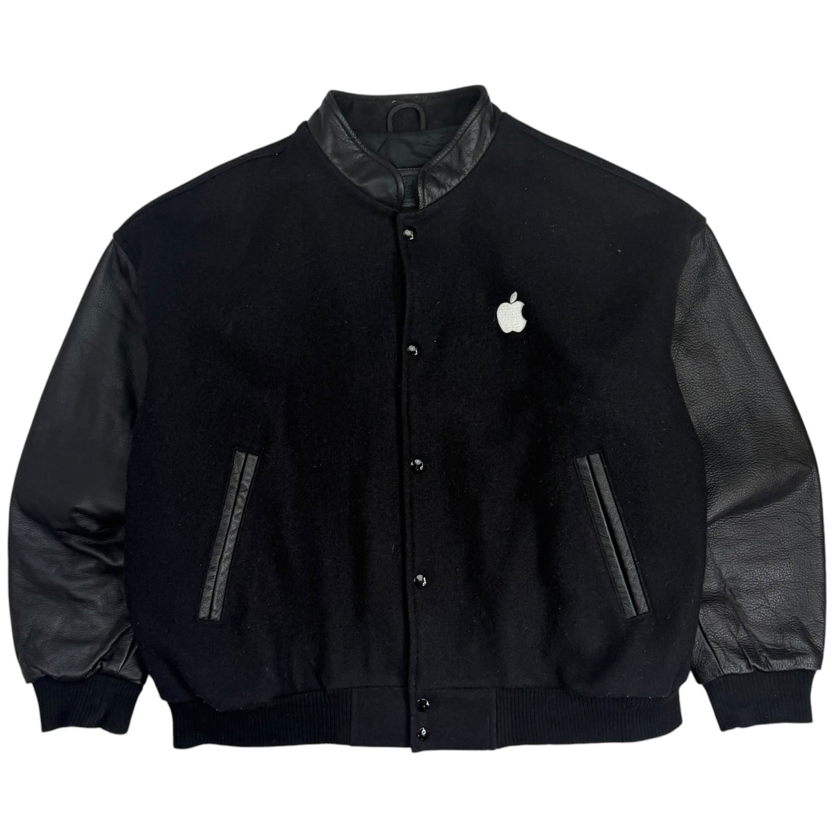Vintage Apple “Think Different” Leather Sleeve Varsity Jacket Black