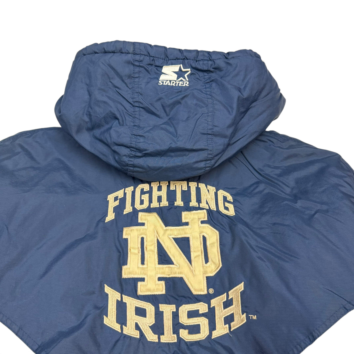 Vintage Starter Notre Dame Fighting Irish Quarter Zip Jacket Navy
