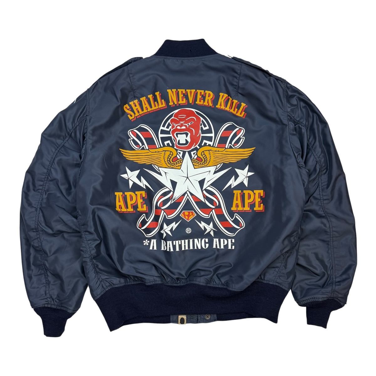 A Bathing Ape x The Real McCoys MA-1 Bomber Jacket Navy Blue