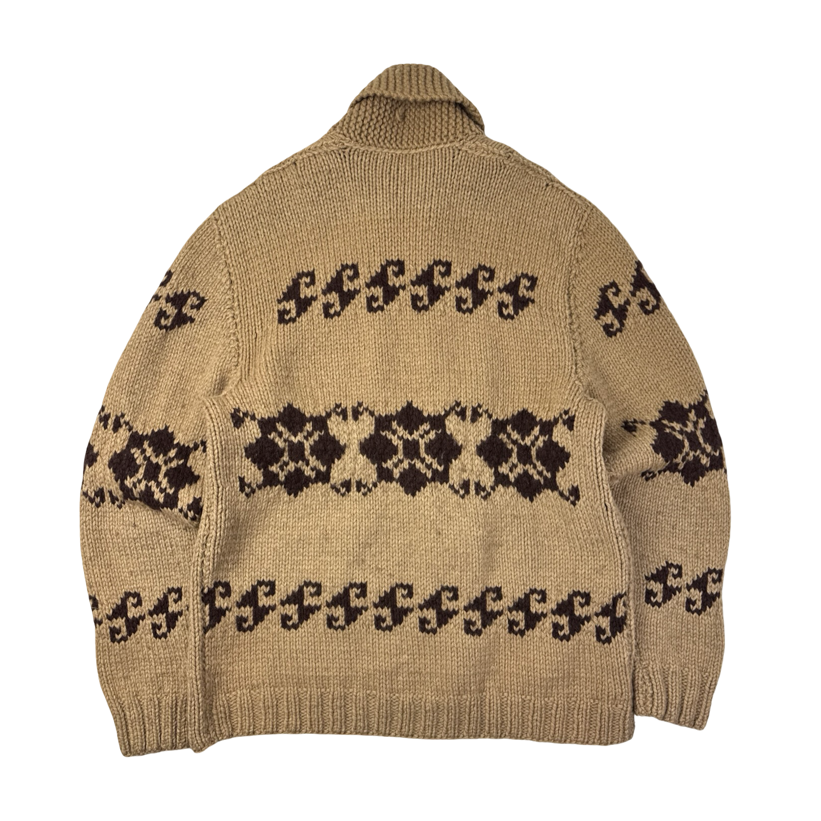 Vintage Cowichan Knit Zip Up Jacket Brown/Tan