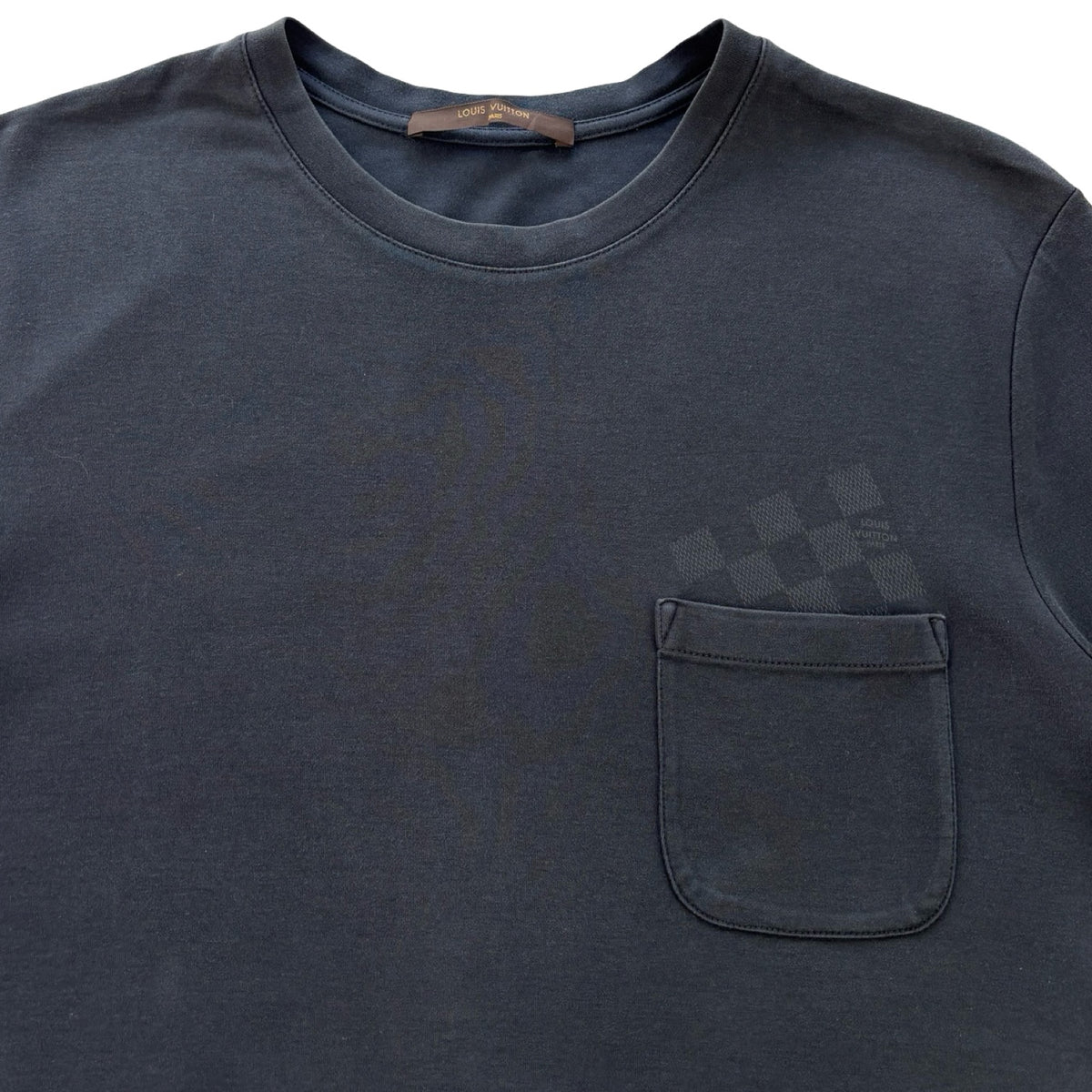 Louis Vuitton Half Damier Checkered Pocket T-Shirt Navy