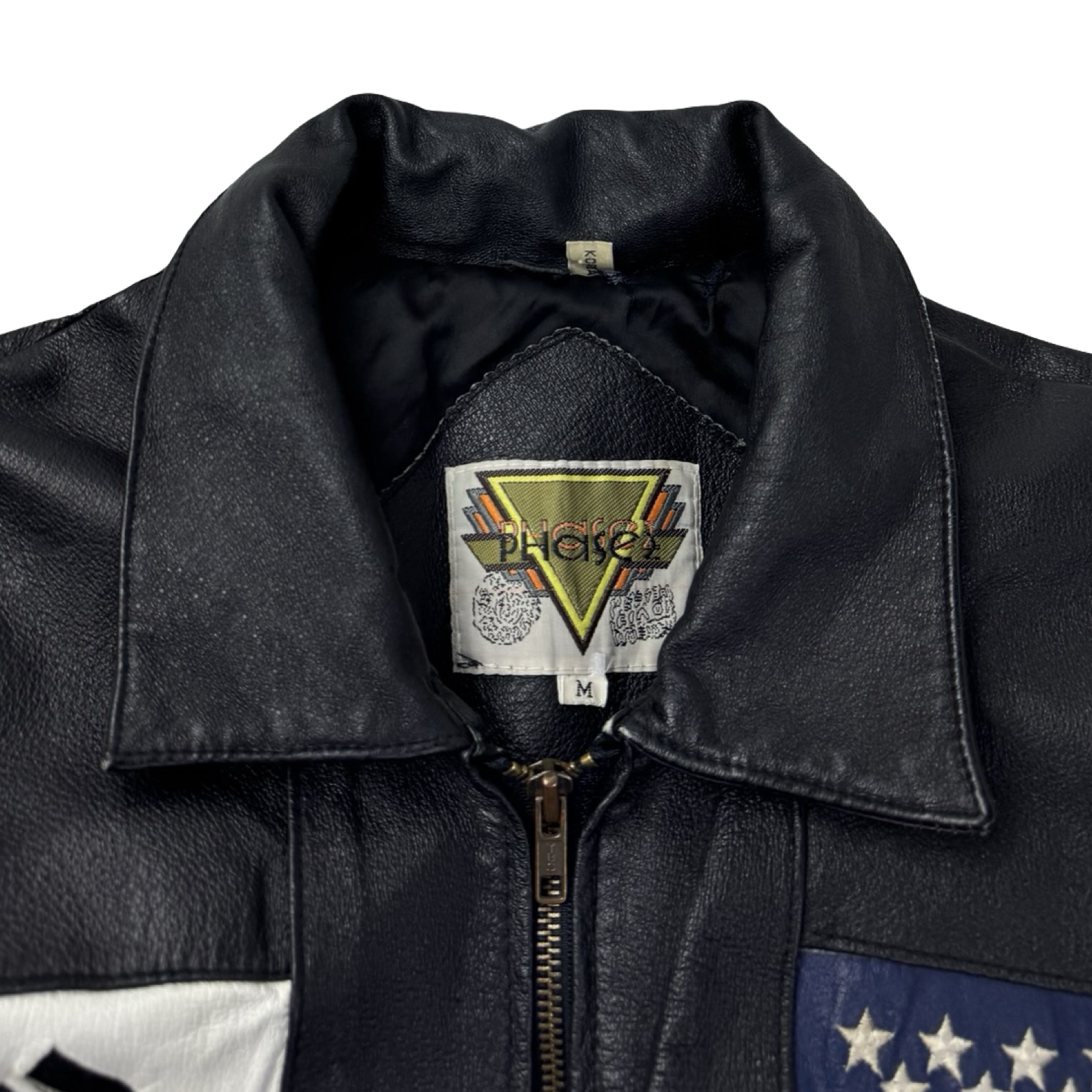 Vintage 80s Phase 2 Flags of the World Leather Jacket